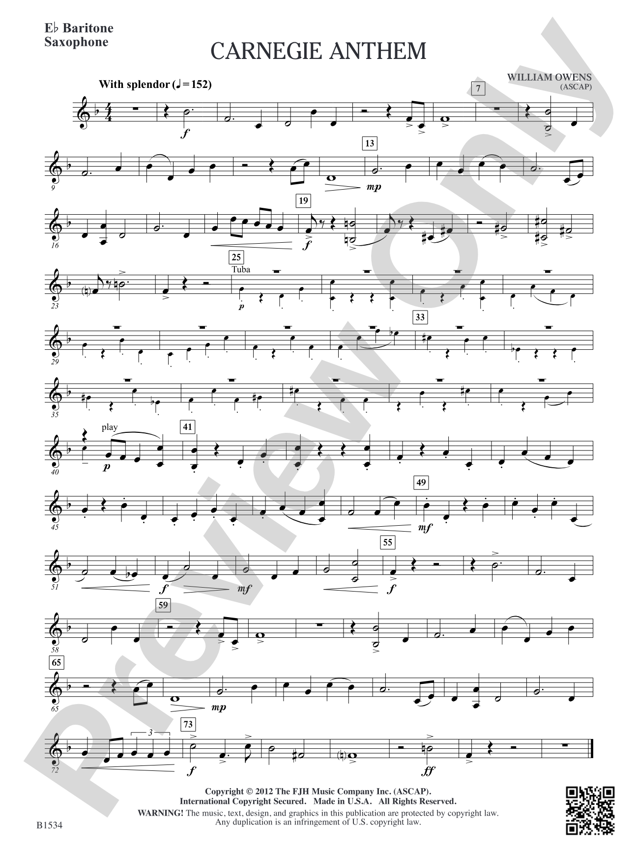 Carnegie Anthem: E-flat Baritone Saxophone