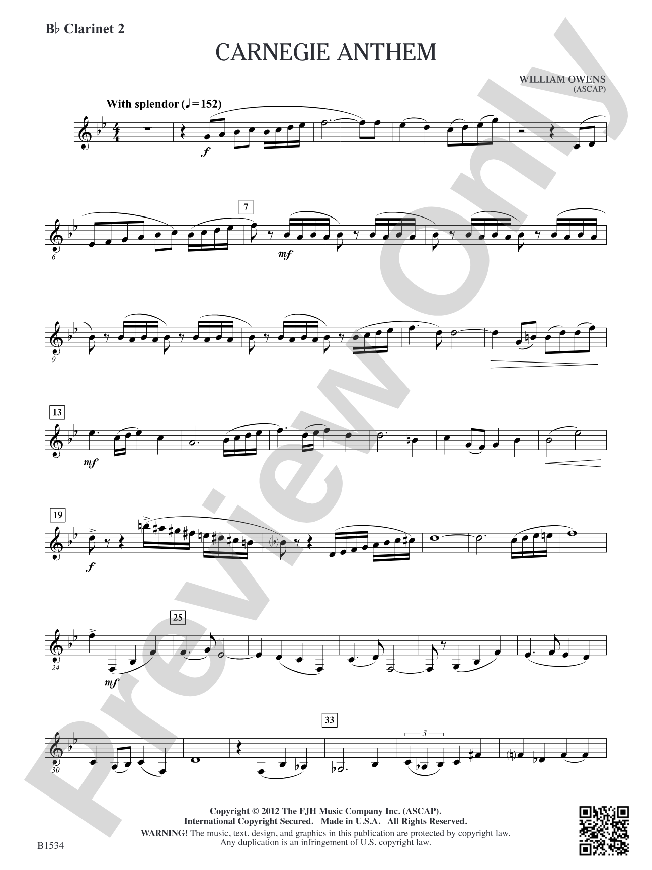 Carnegie Anthem: B-flat Clarinet 2