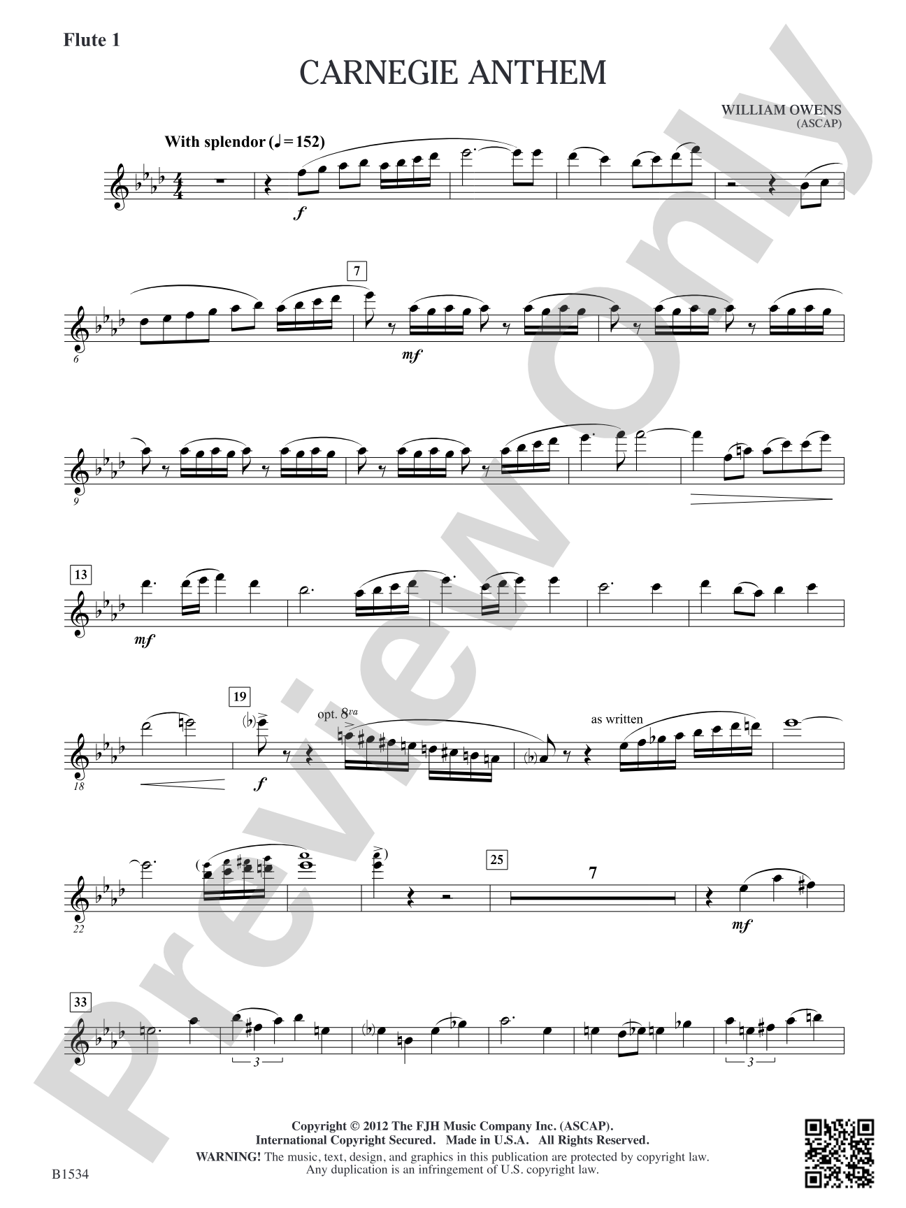 Carnegie Anthem: Flute 1