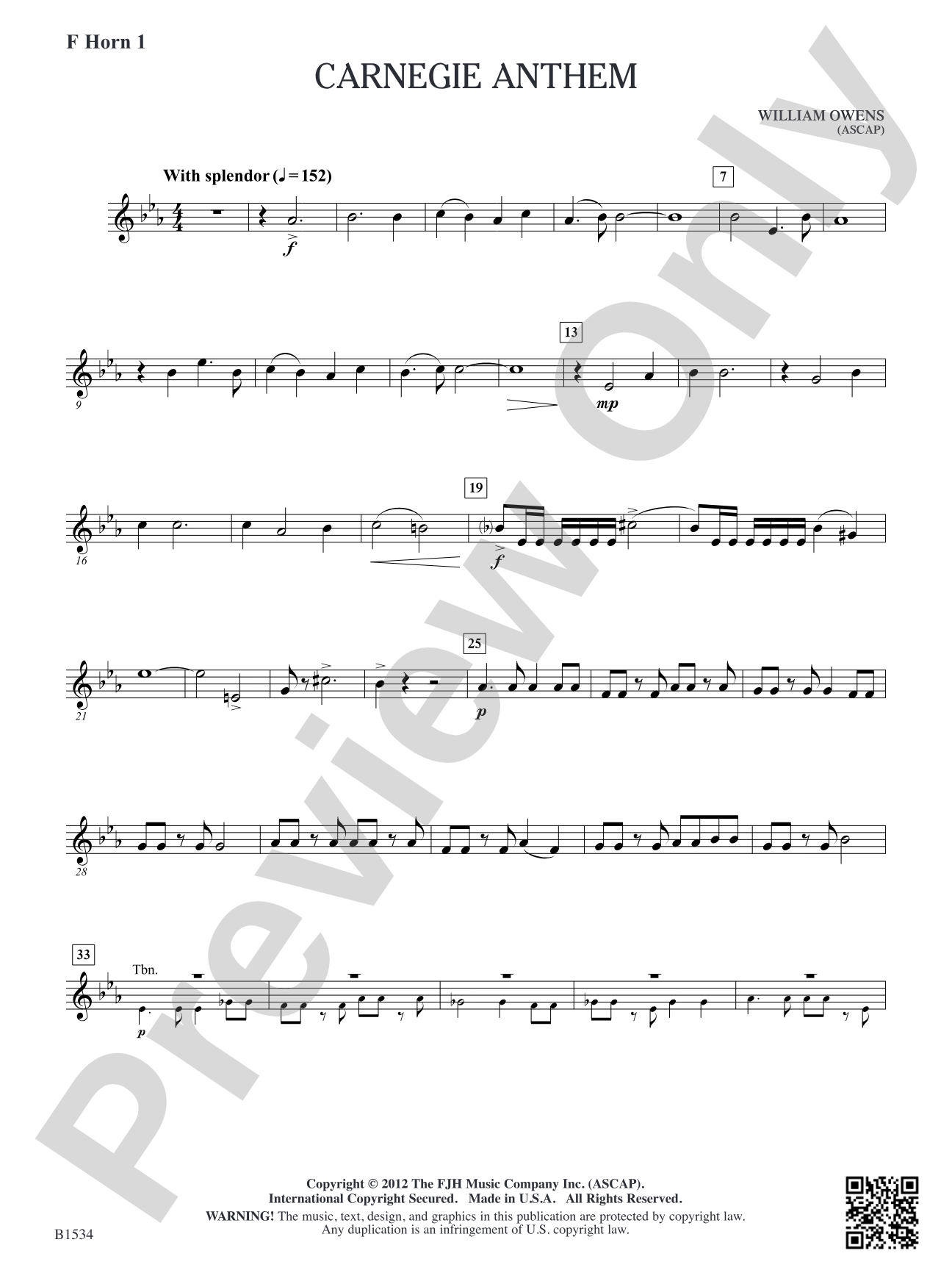 Carnegie Anthem: F Horn 1