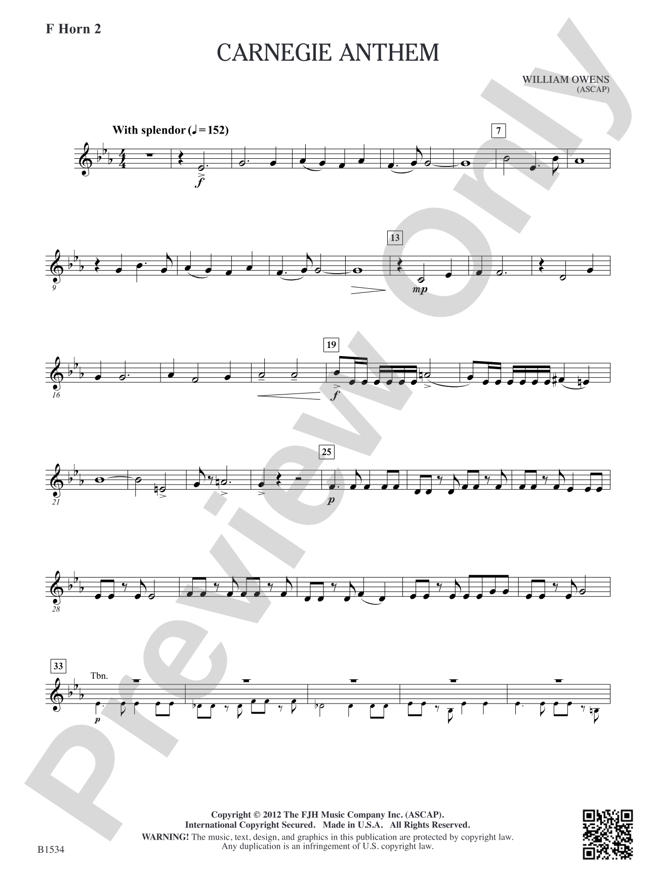 Carnegie Anthem: F Horn 2
