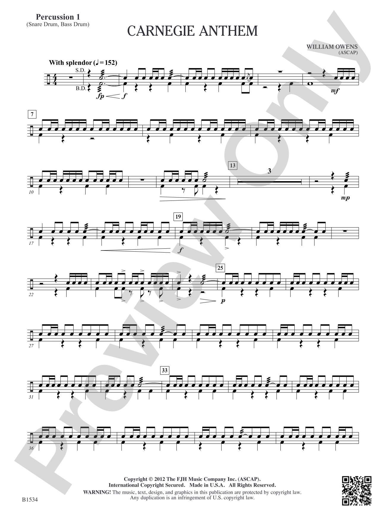 Carnegie Anthem: Percussion 1