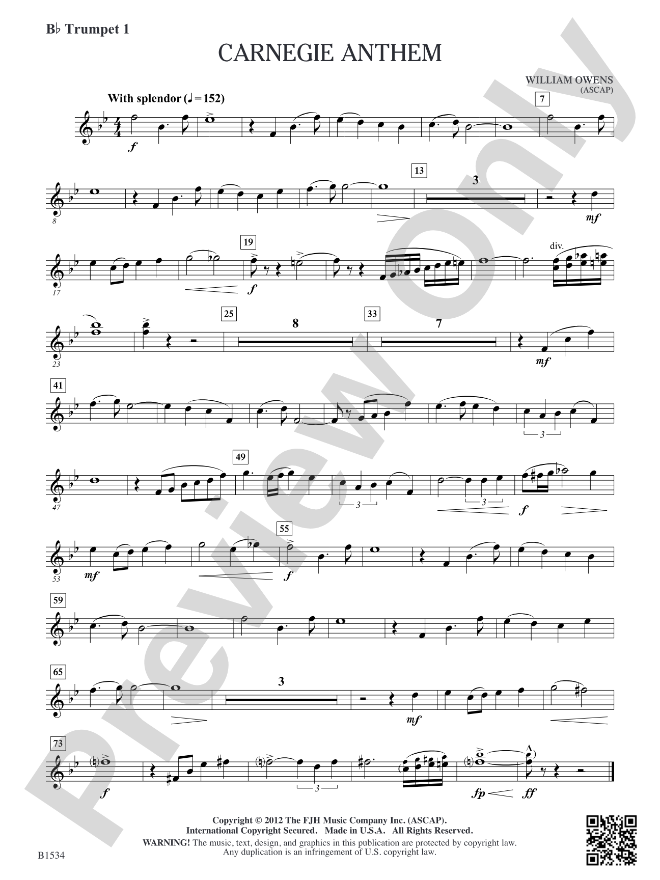 Carnegie Anthem: B-flat Trumpet 1