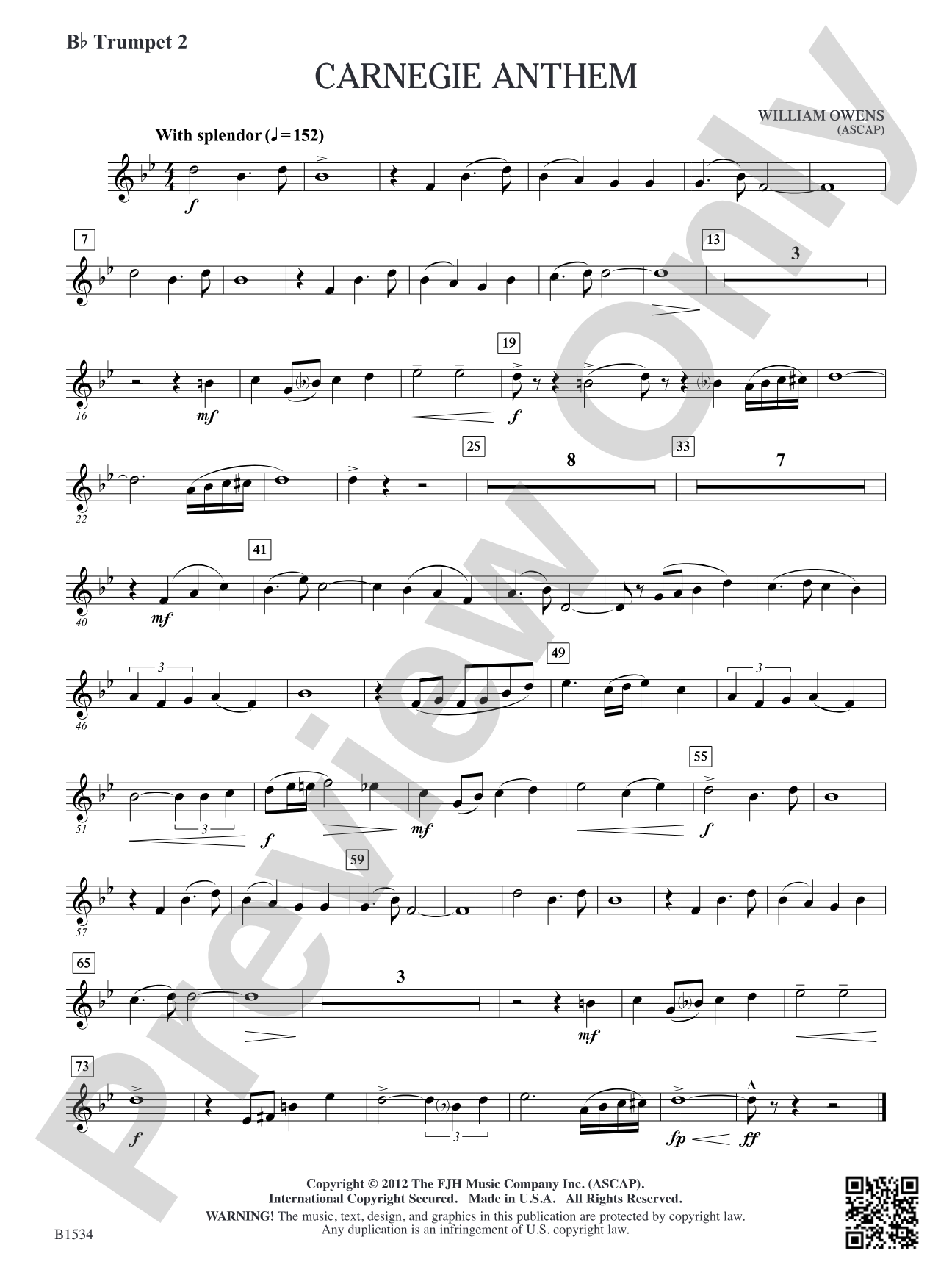 Carnegie Anthem: B-flat Trumpet 2