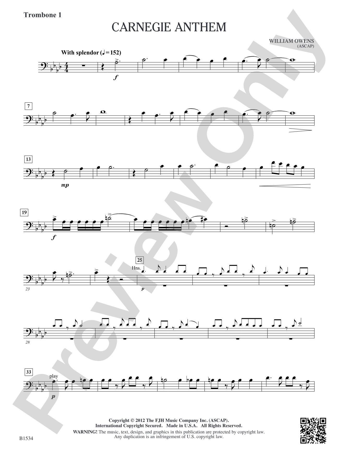 Carnegie Anthem: Trombone 1