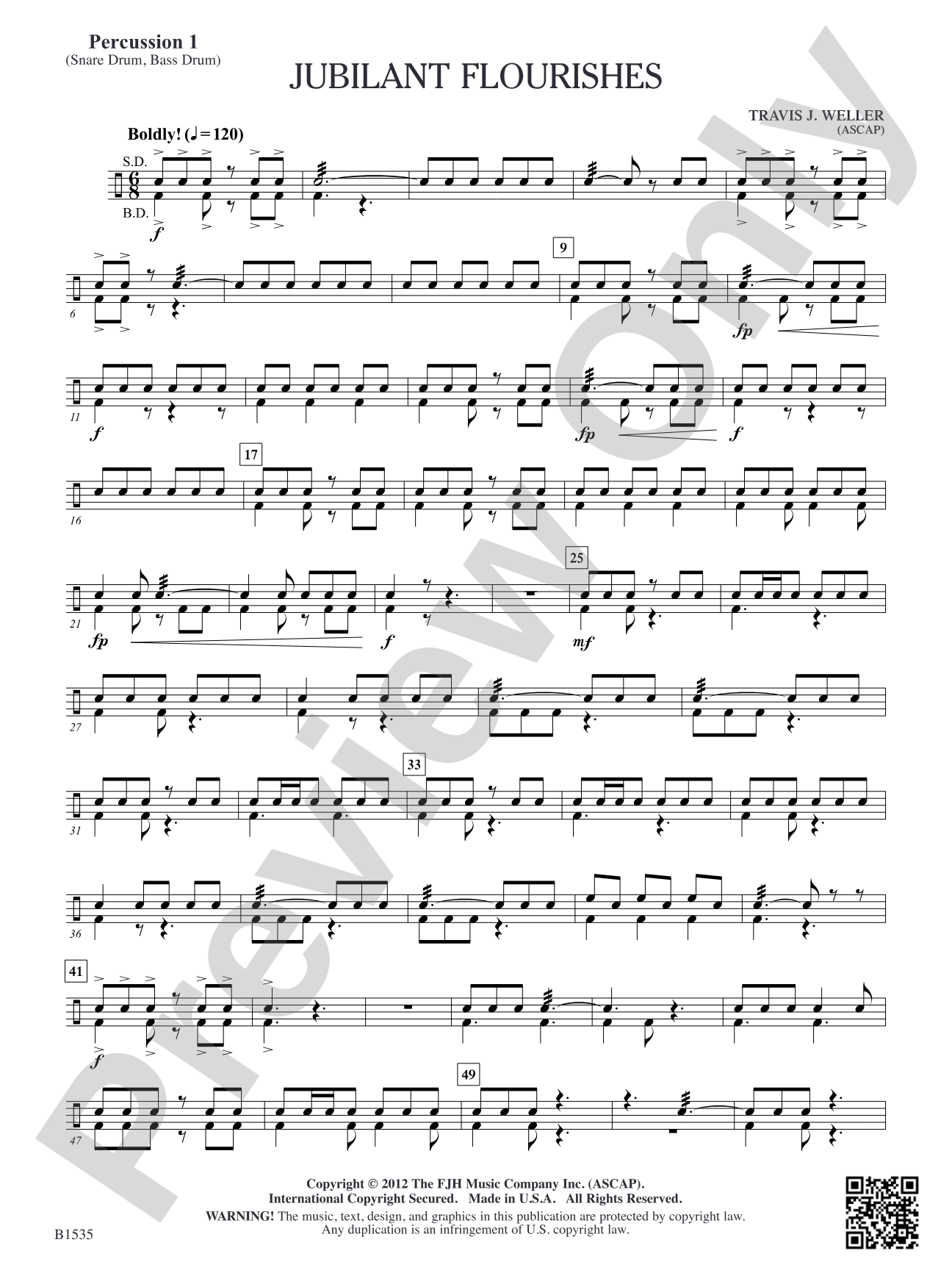 Jubilant Flourishes: Percussion 1