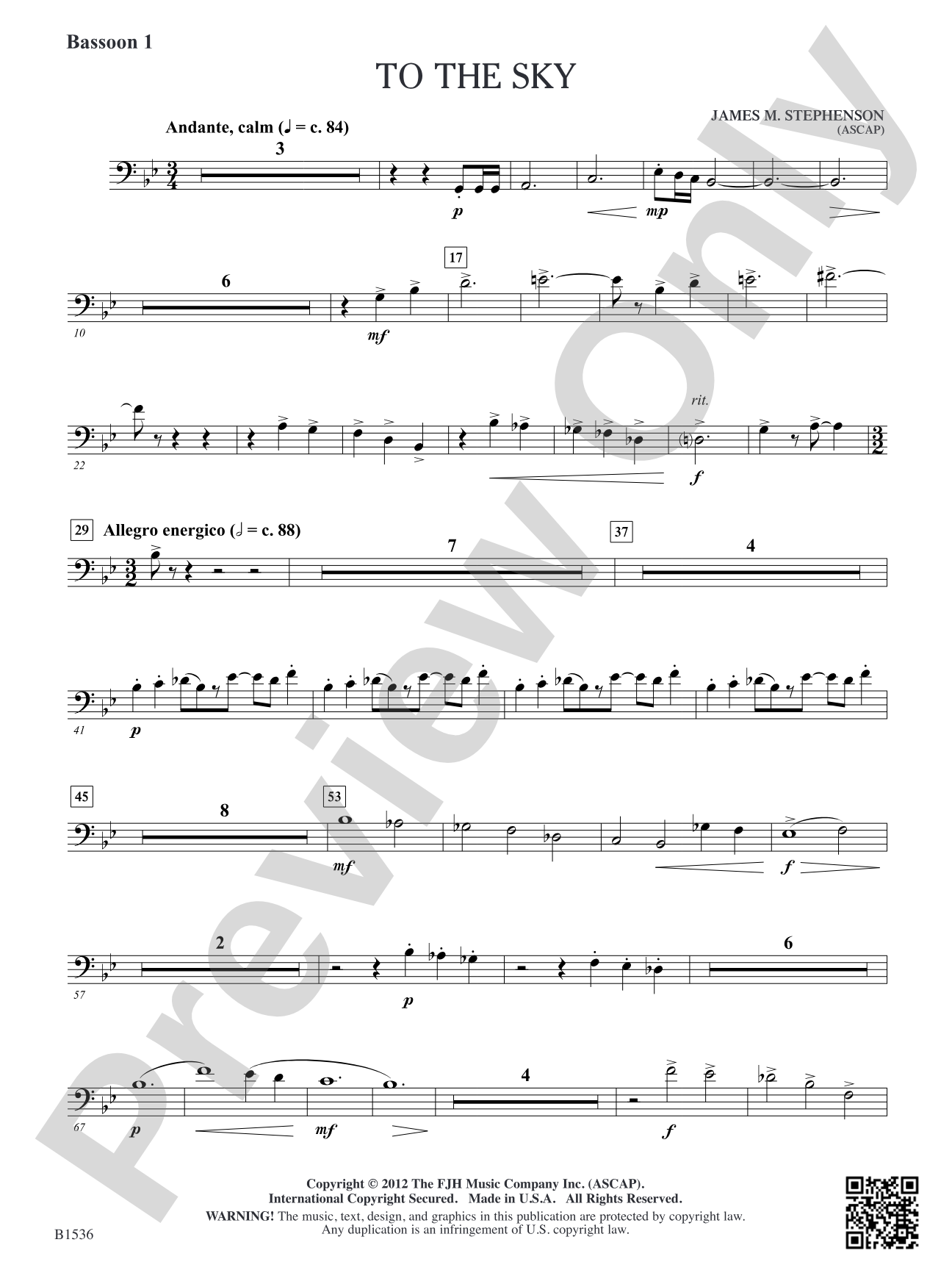 To the Sky: Bassoon 1