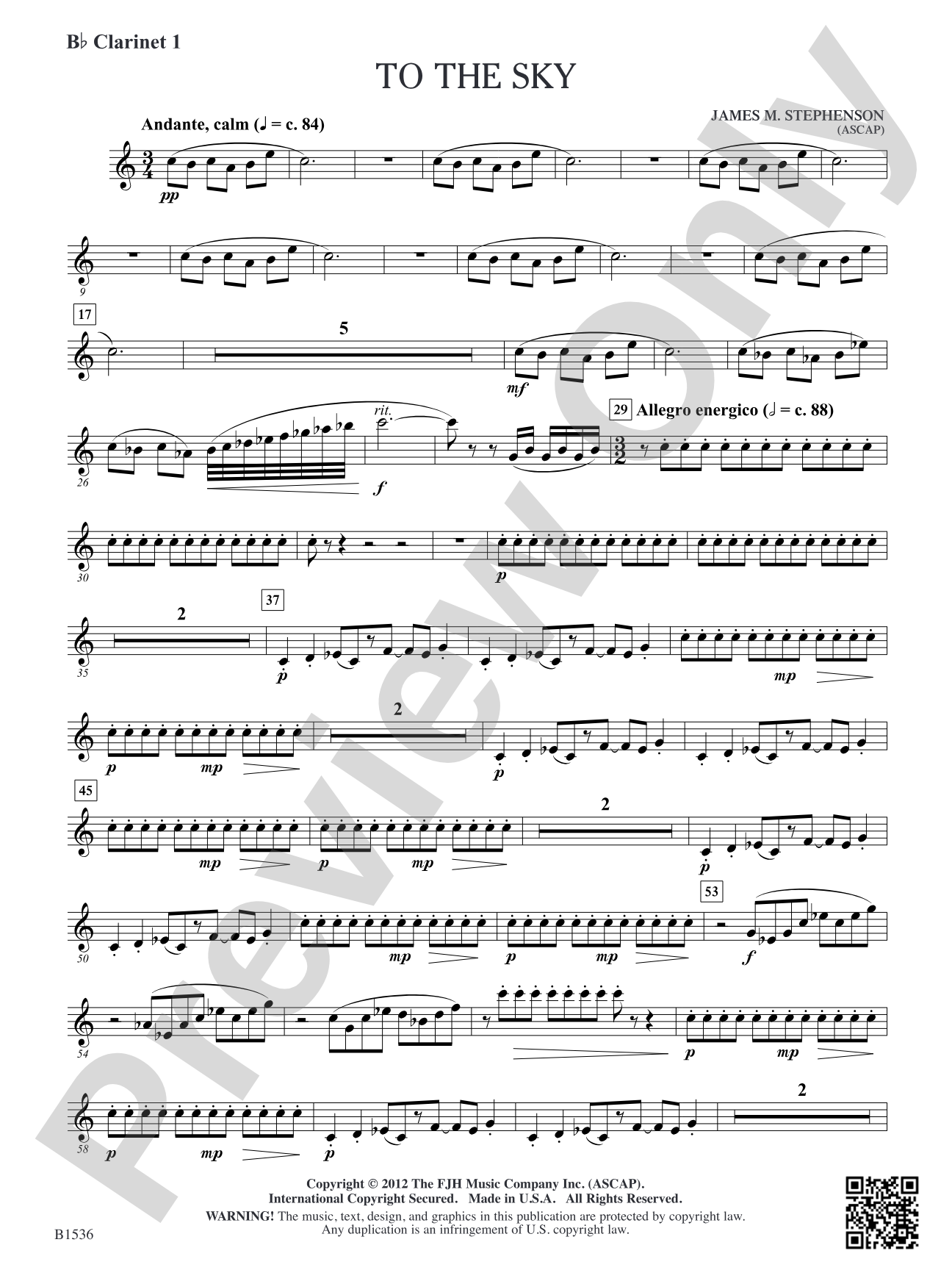 To the Sky: B-flat Clarinet 1