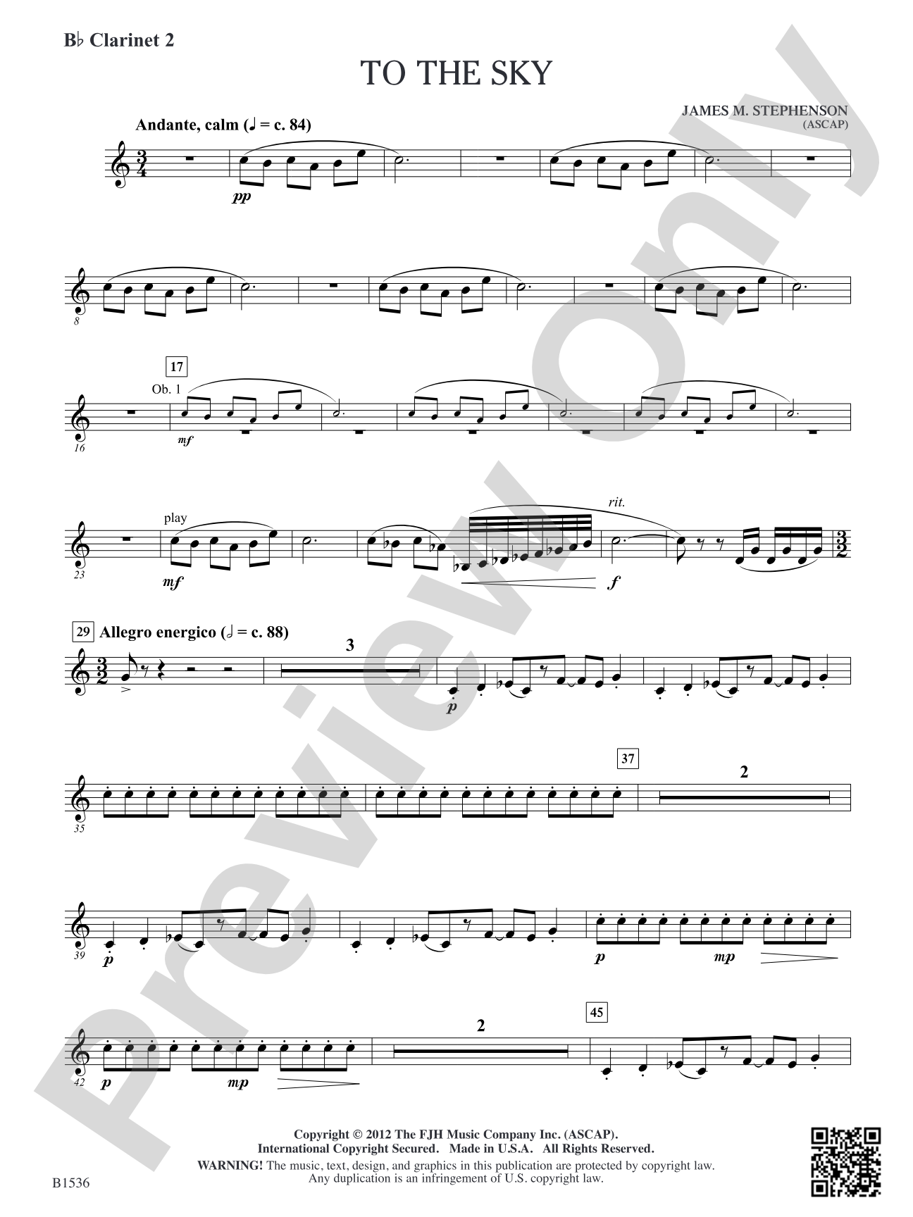 To the Sky: B-flat Clarinet 2