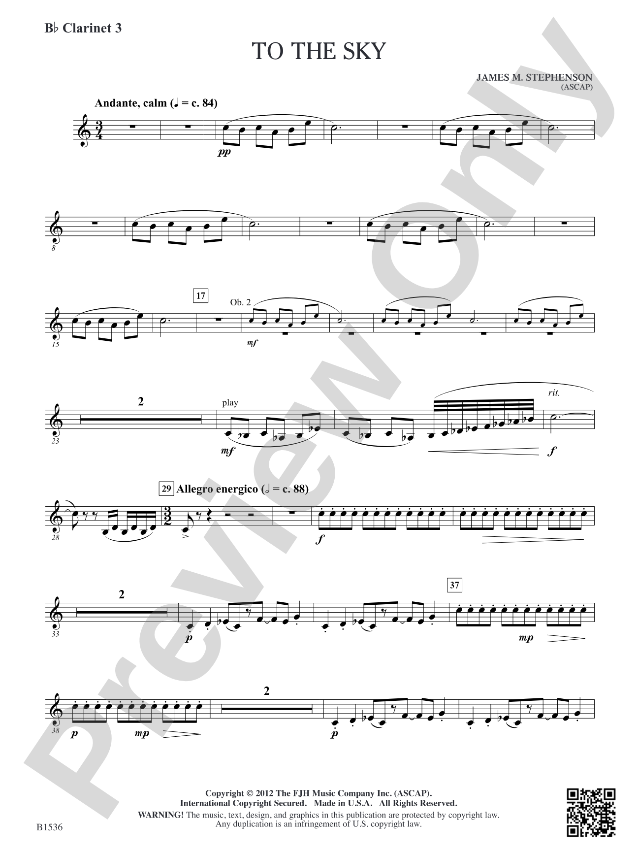 To the Sky: B-flat Clarinet 3