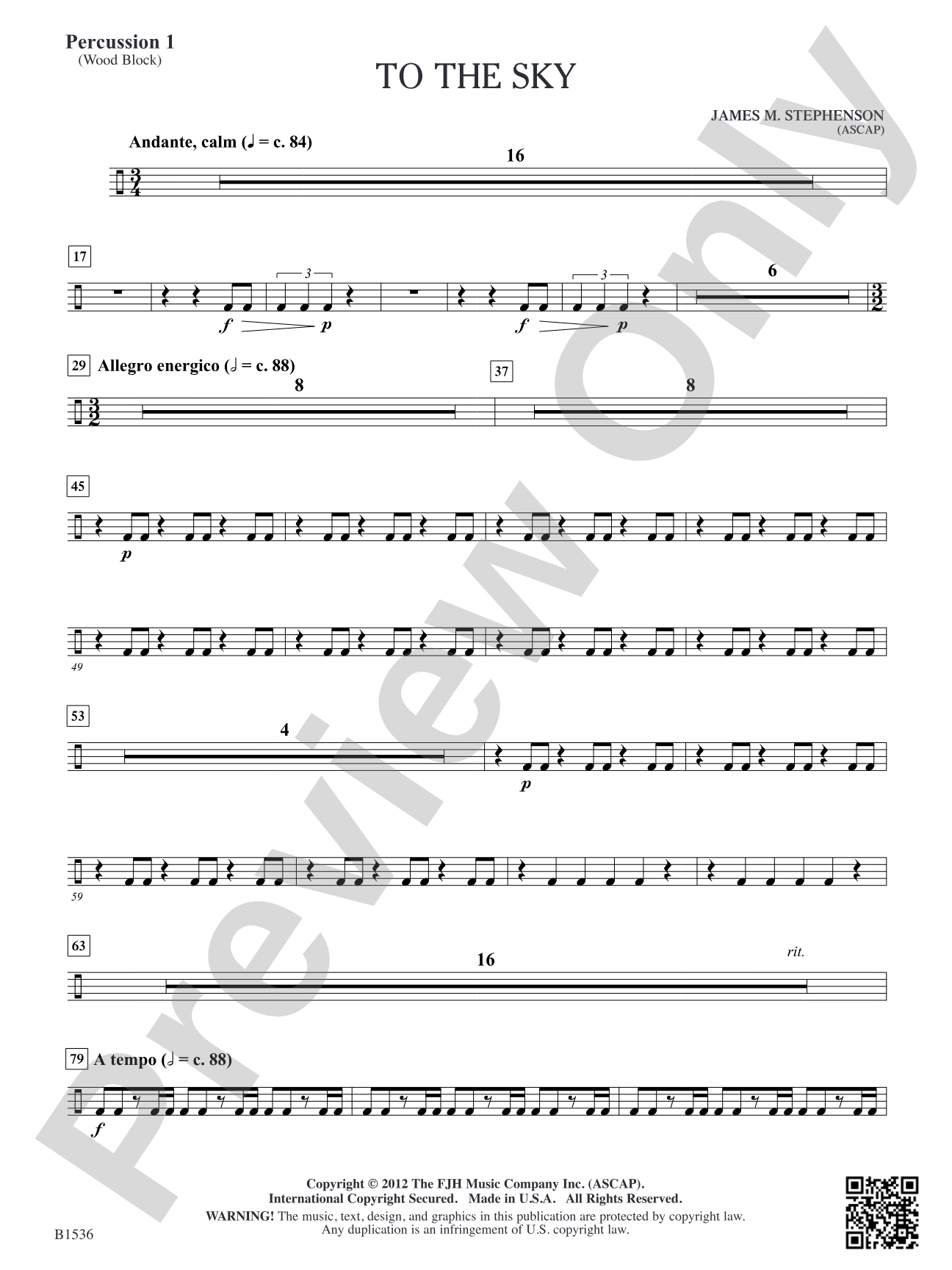 To the Sky: Percussion 1