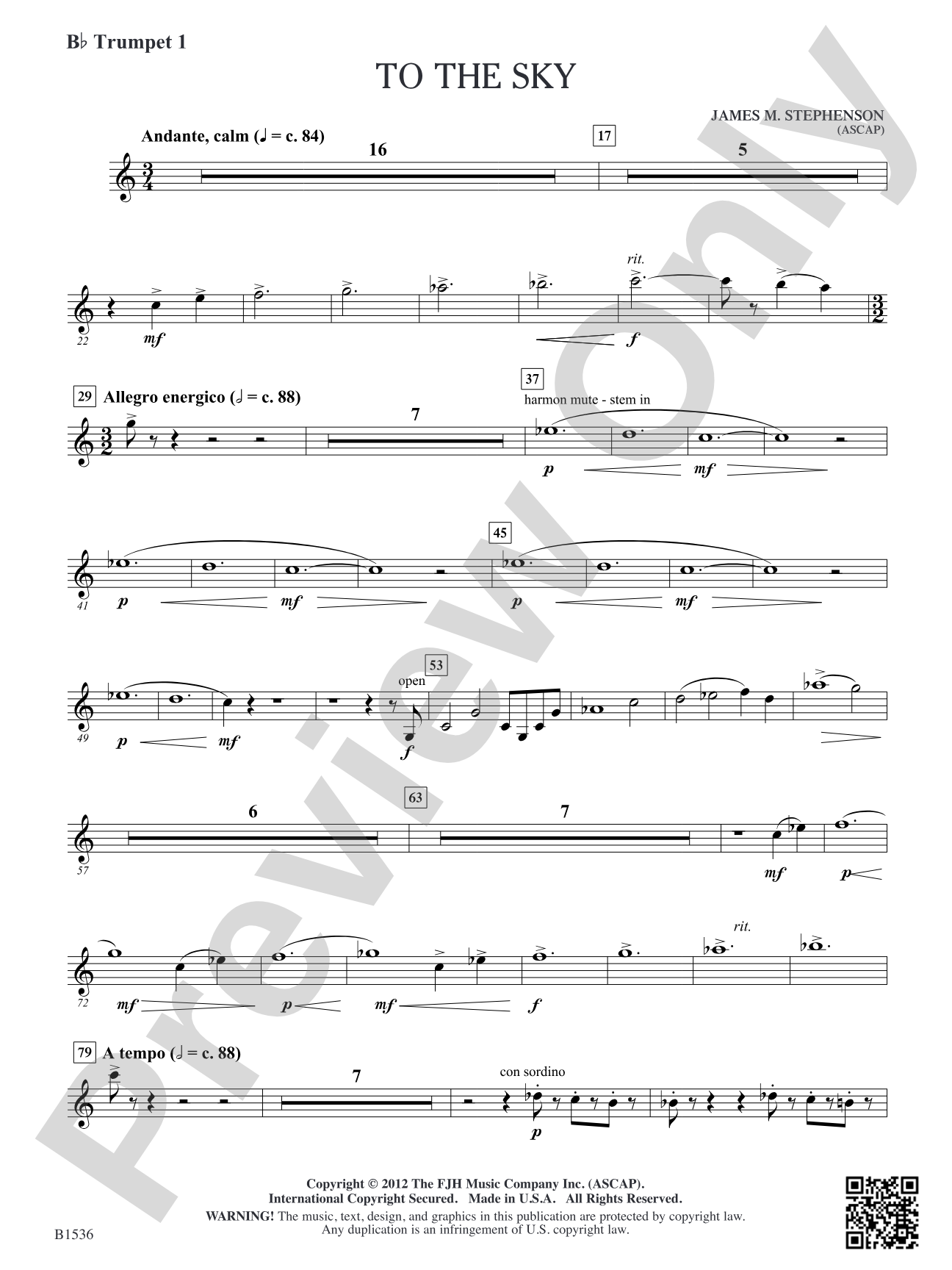 To the Sky: B-flat Trumpet 1