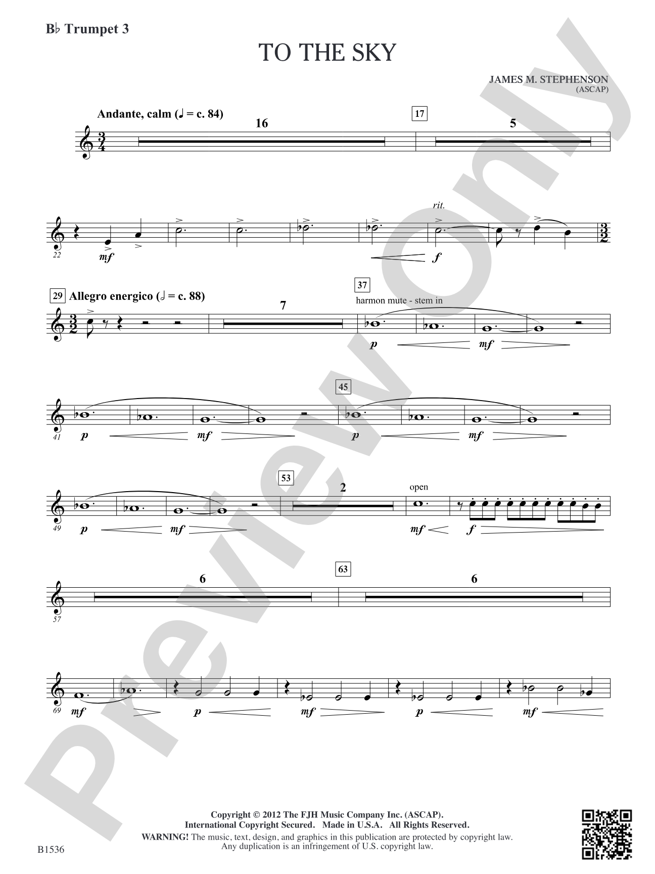 To the Sky: B-flat Trumpet 3