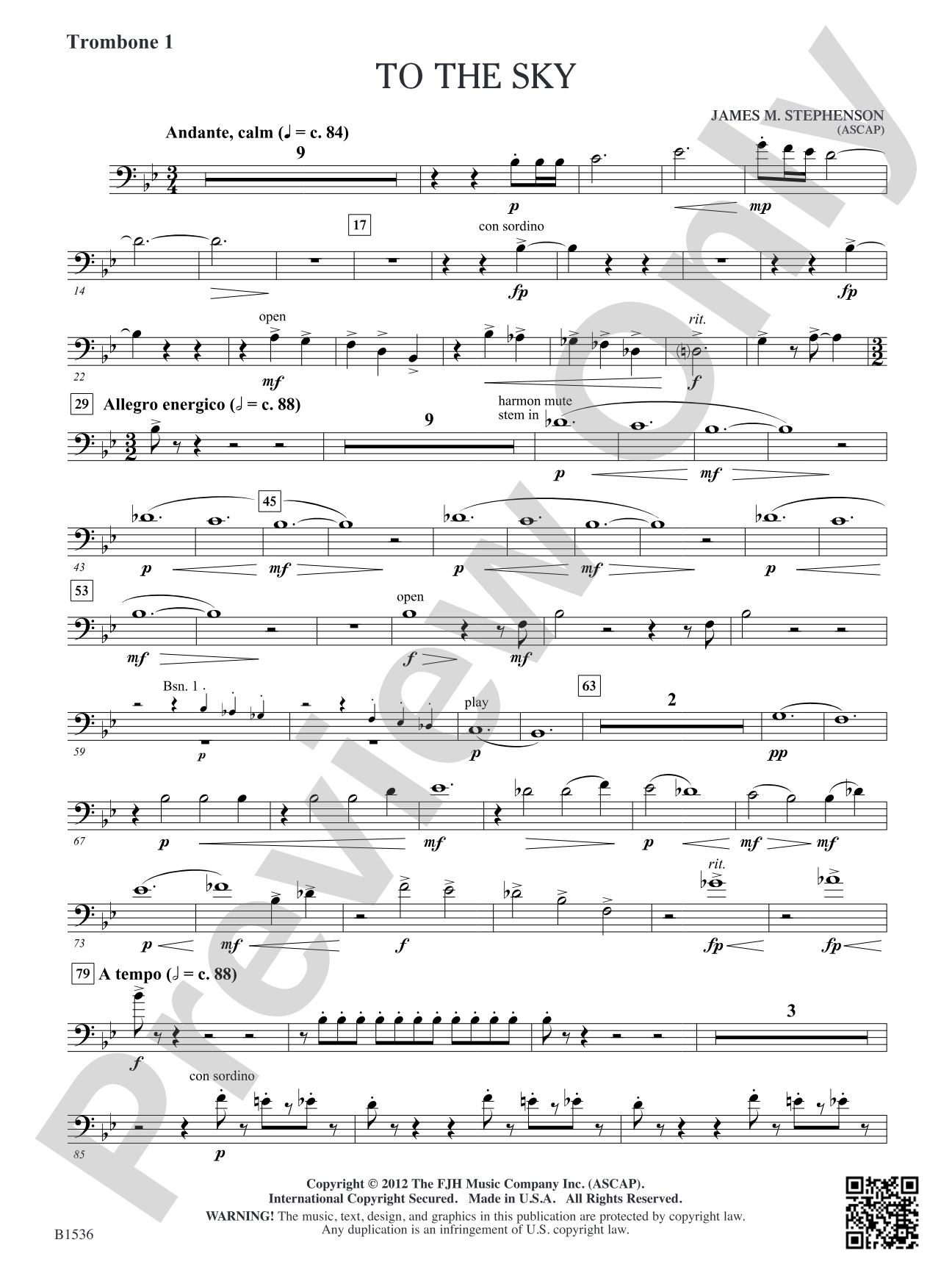 To the Sky: Trombone 1