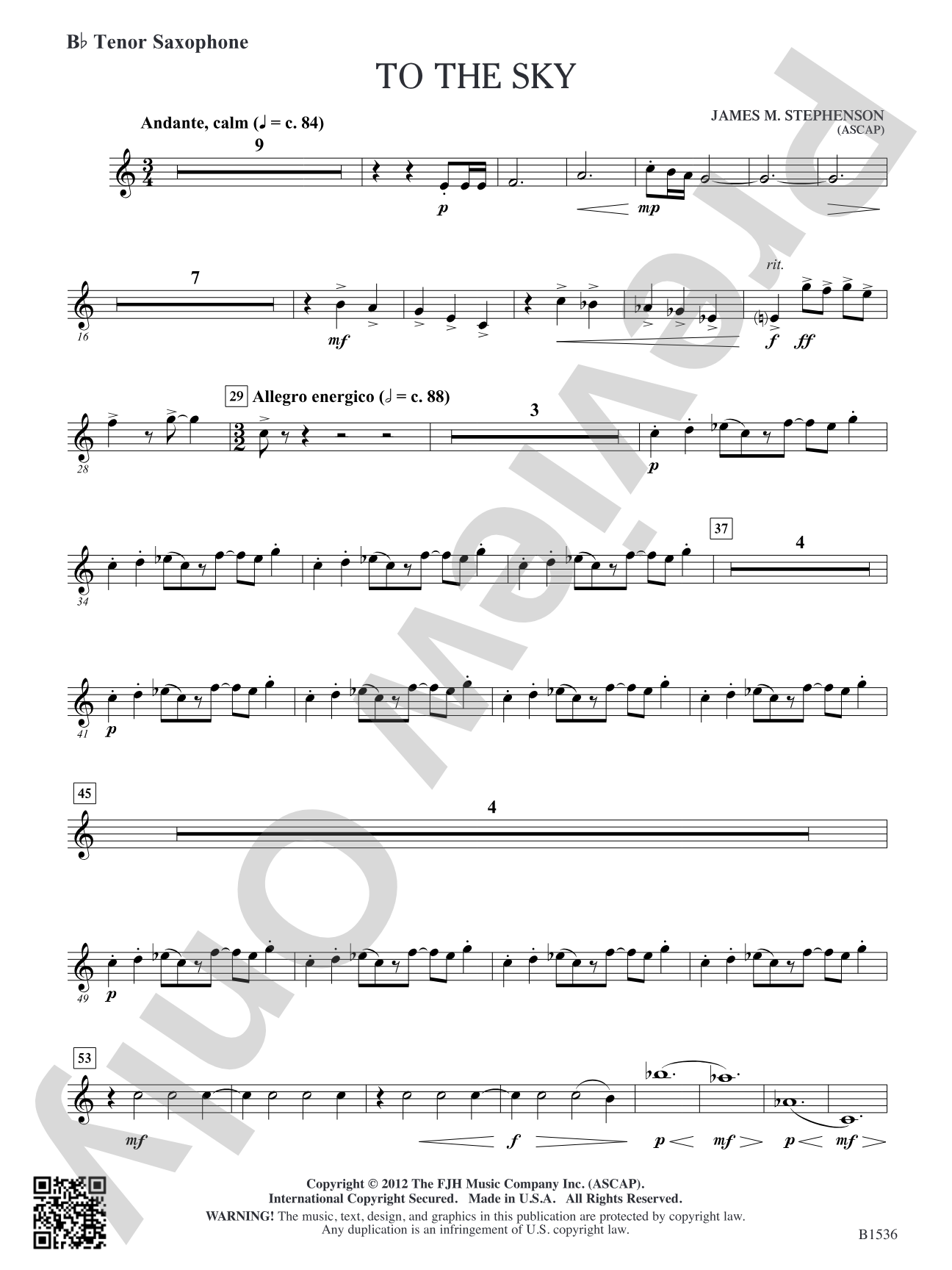 To the Sky: B-flat Tenor Saxophone