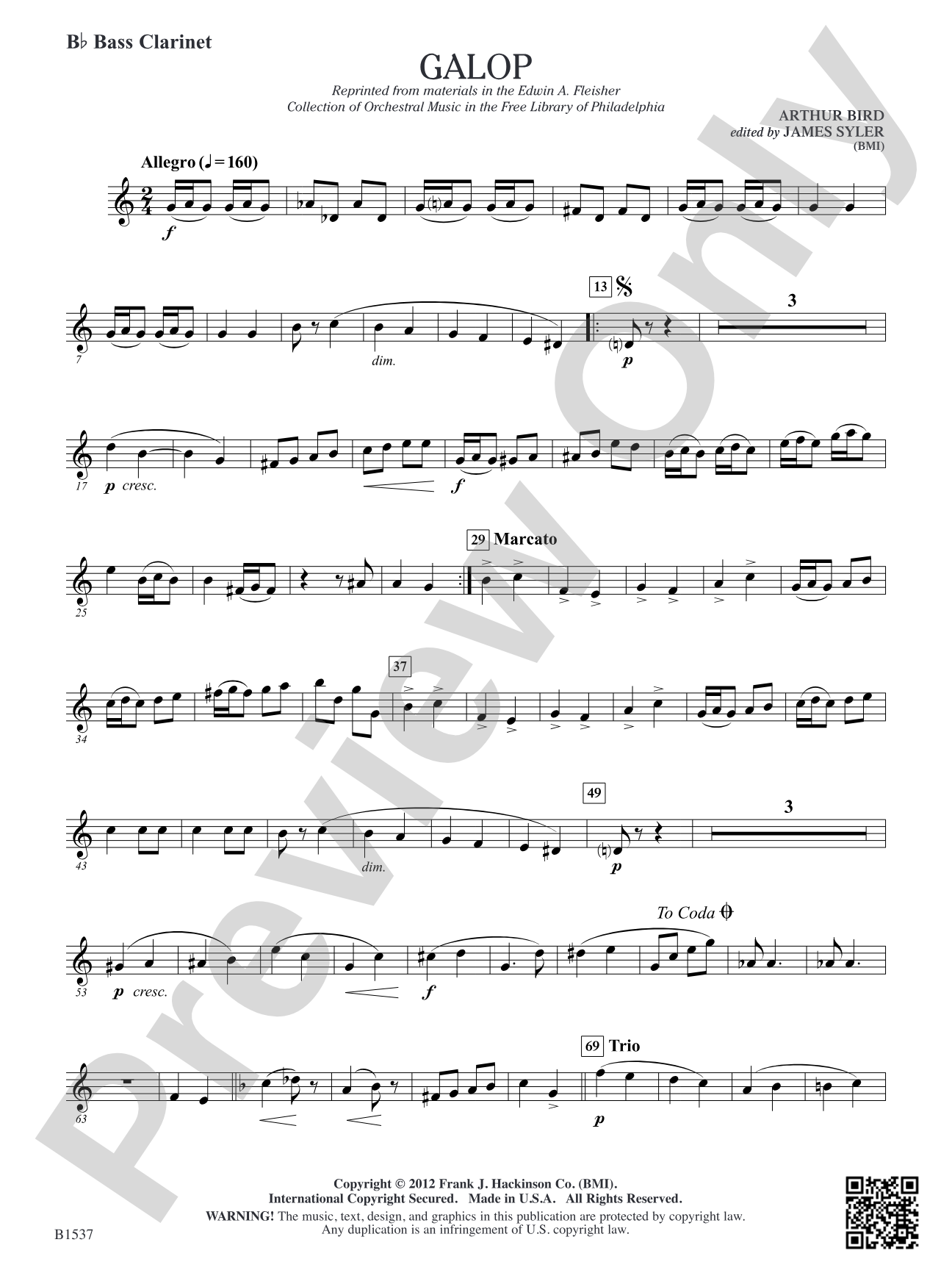 Galop: B-flat Bass Clarinet