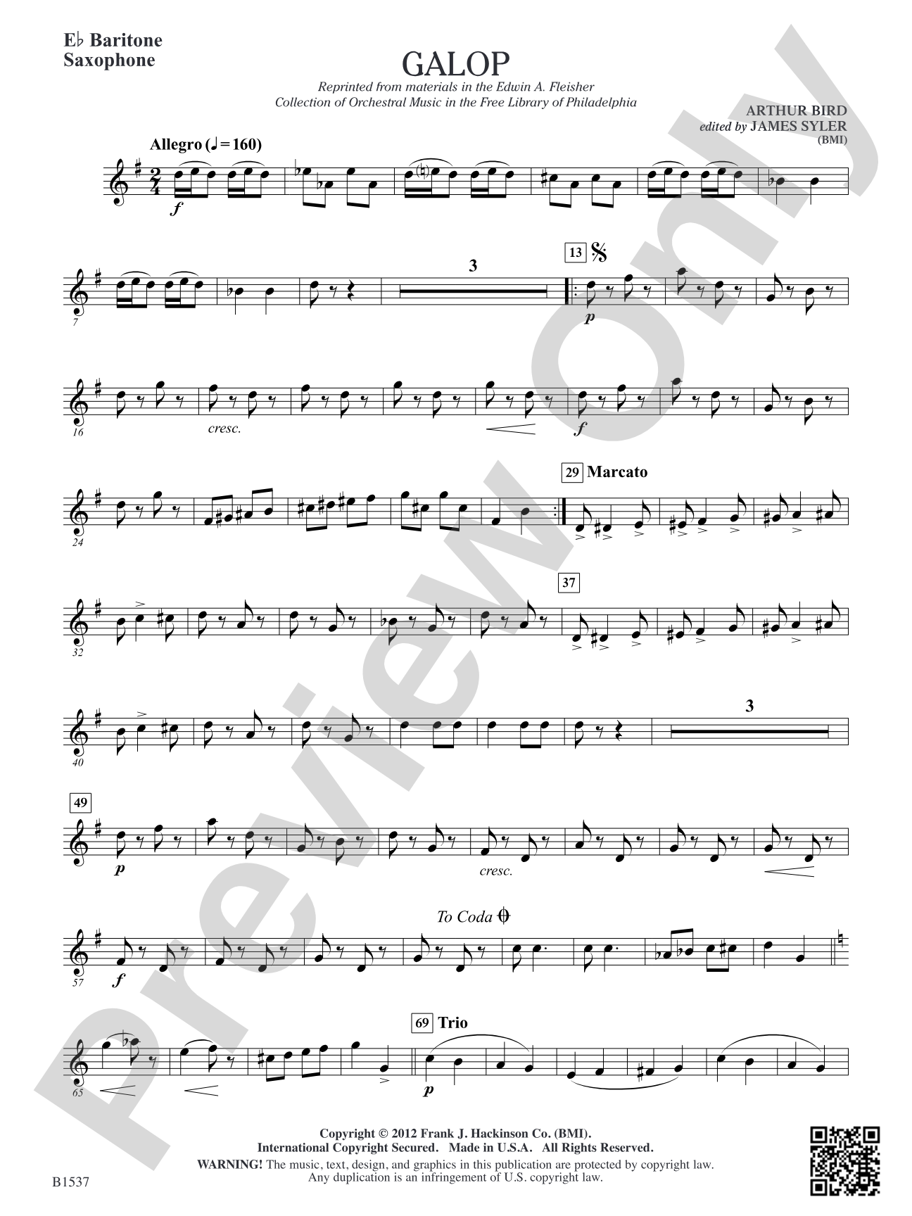 Galop: E-flat Baritone Saxophone
