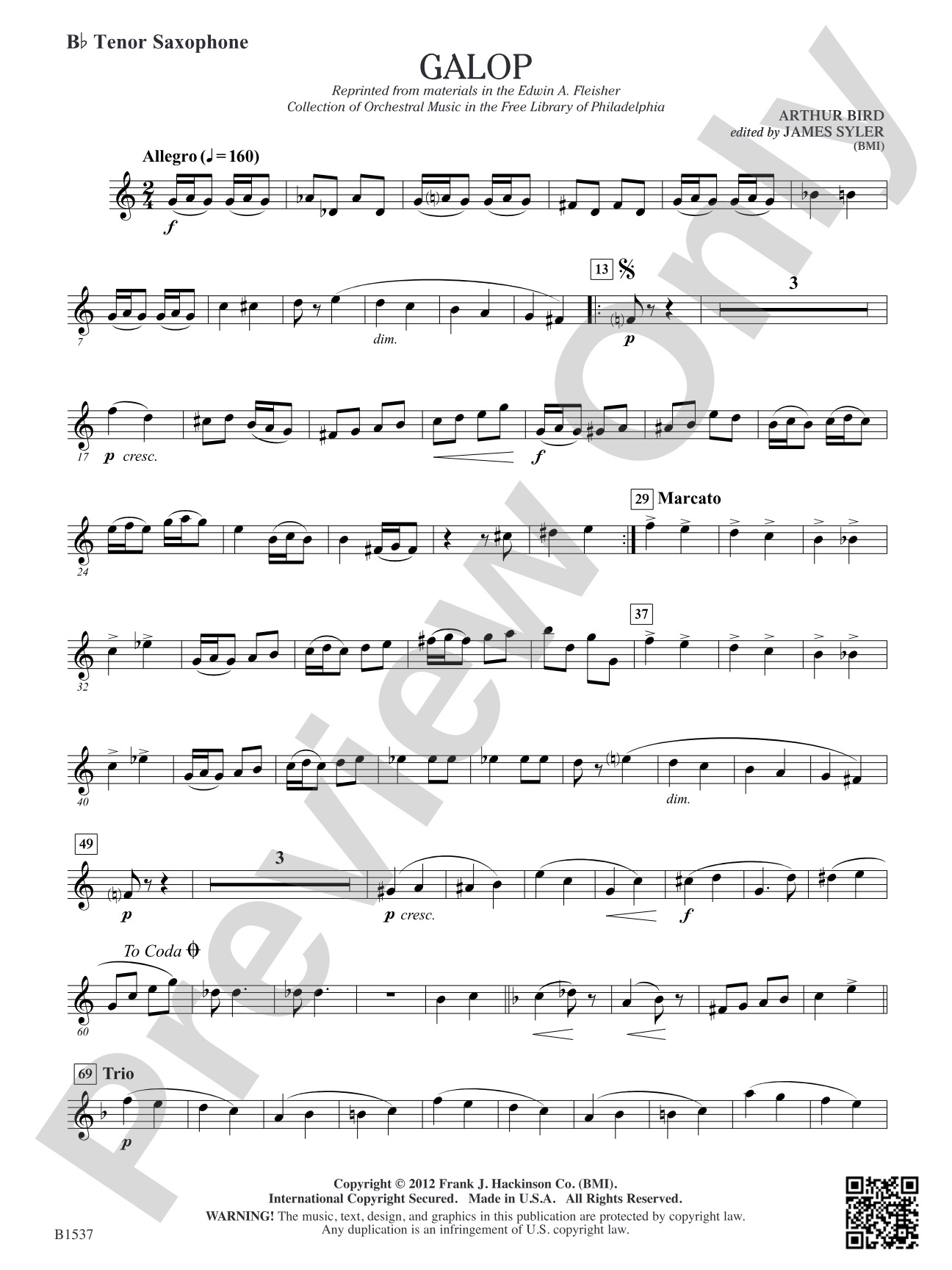 Galop: B-flat Tenor Saxophone