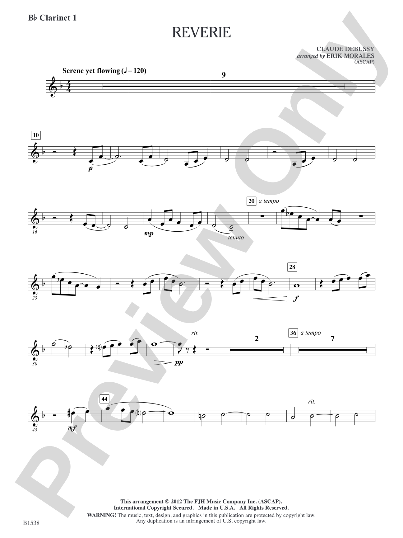 Reverie: B-flat Clarinet 1