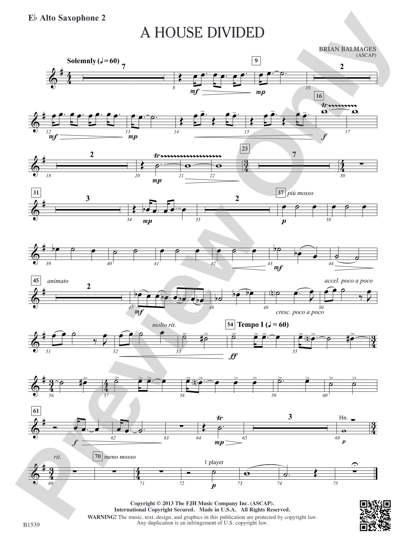 A House Divided: E-flat Alto Saxophone 2