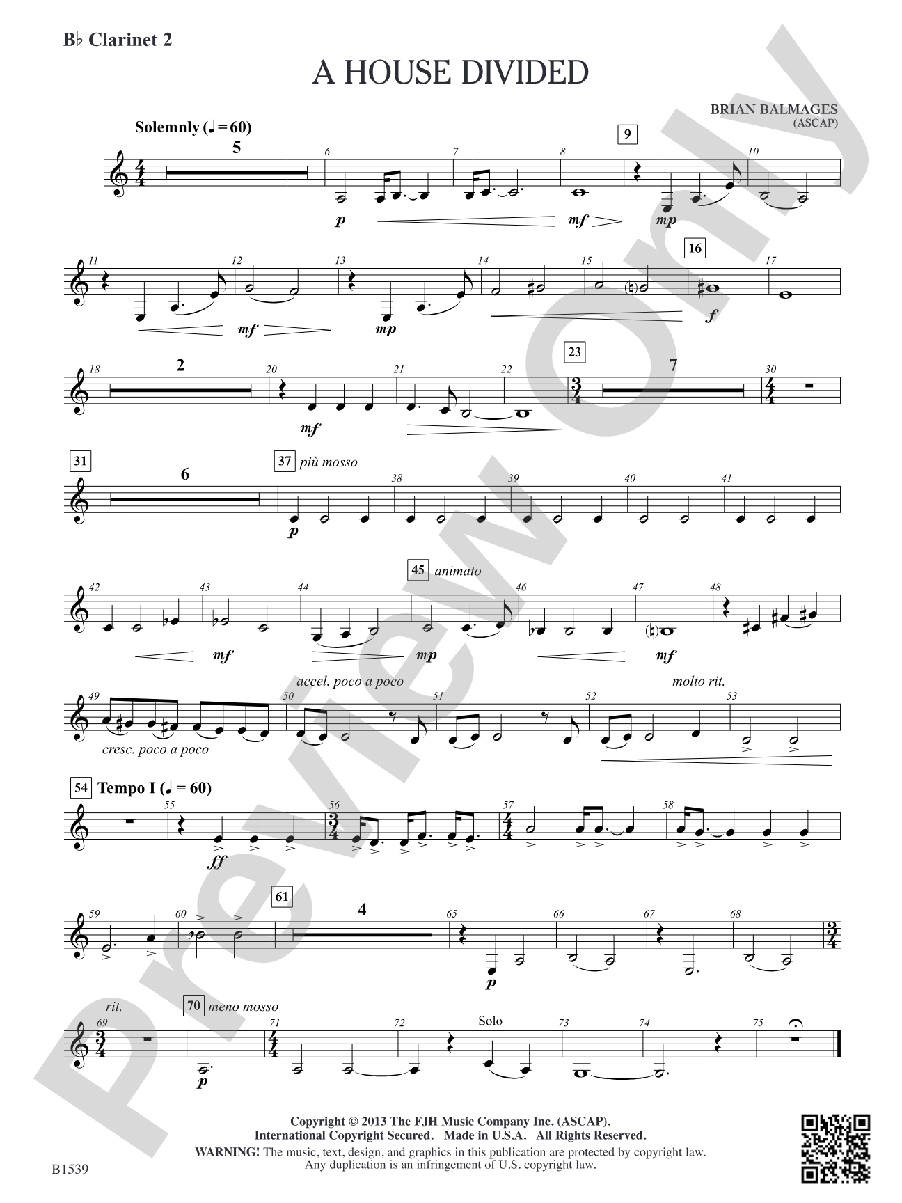 A House Divided: B-flat Clarinet 2