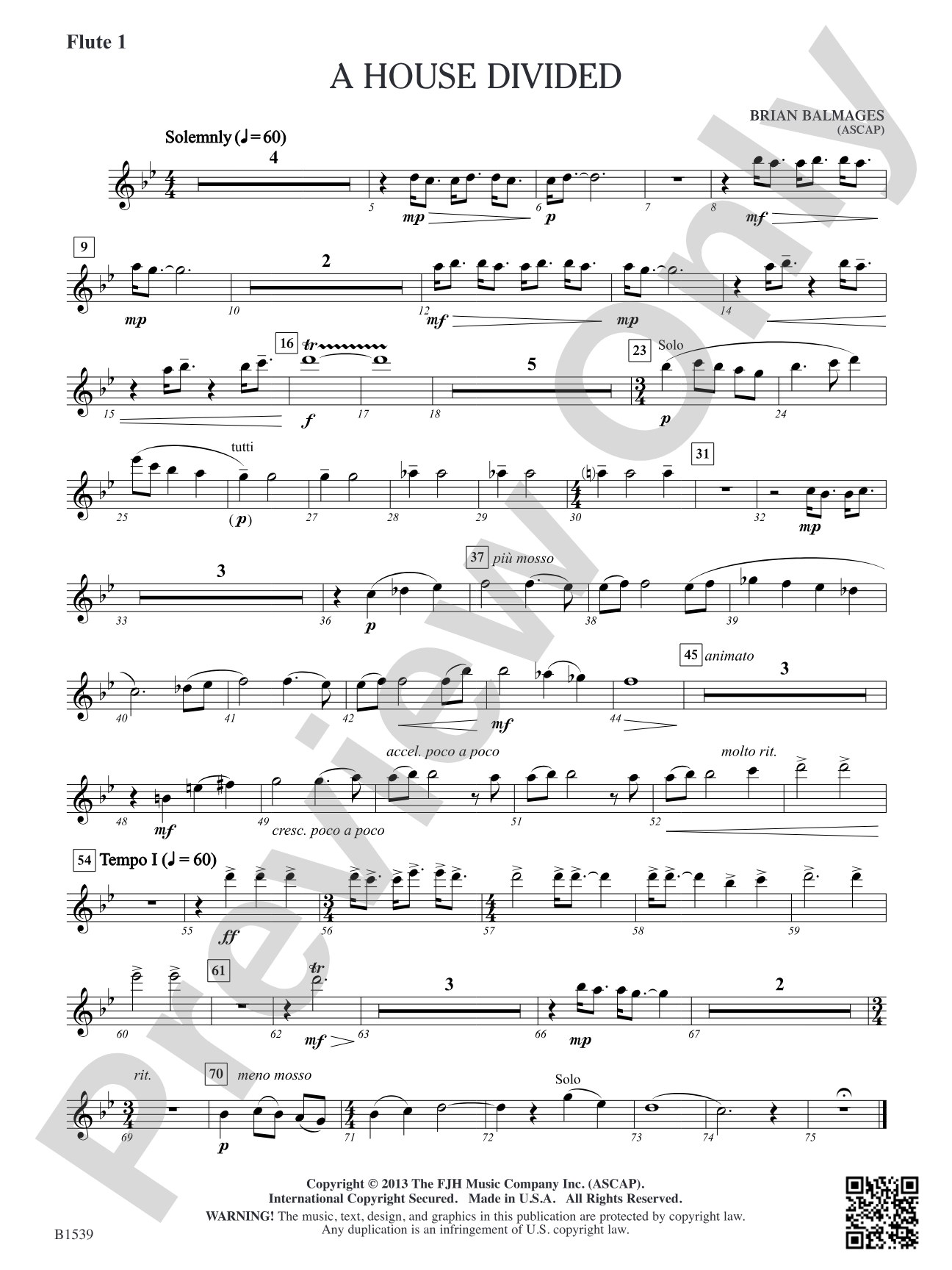 A House Divided: Flute 1