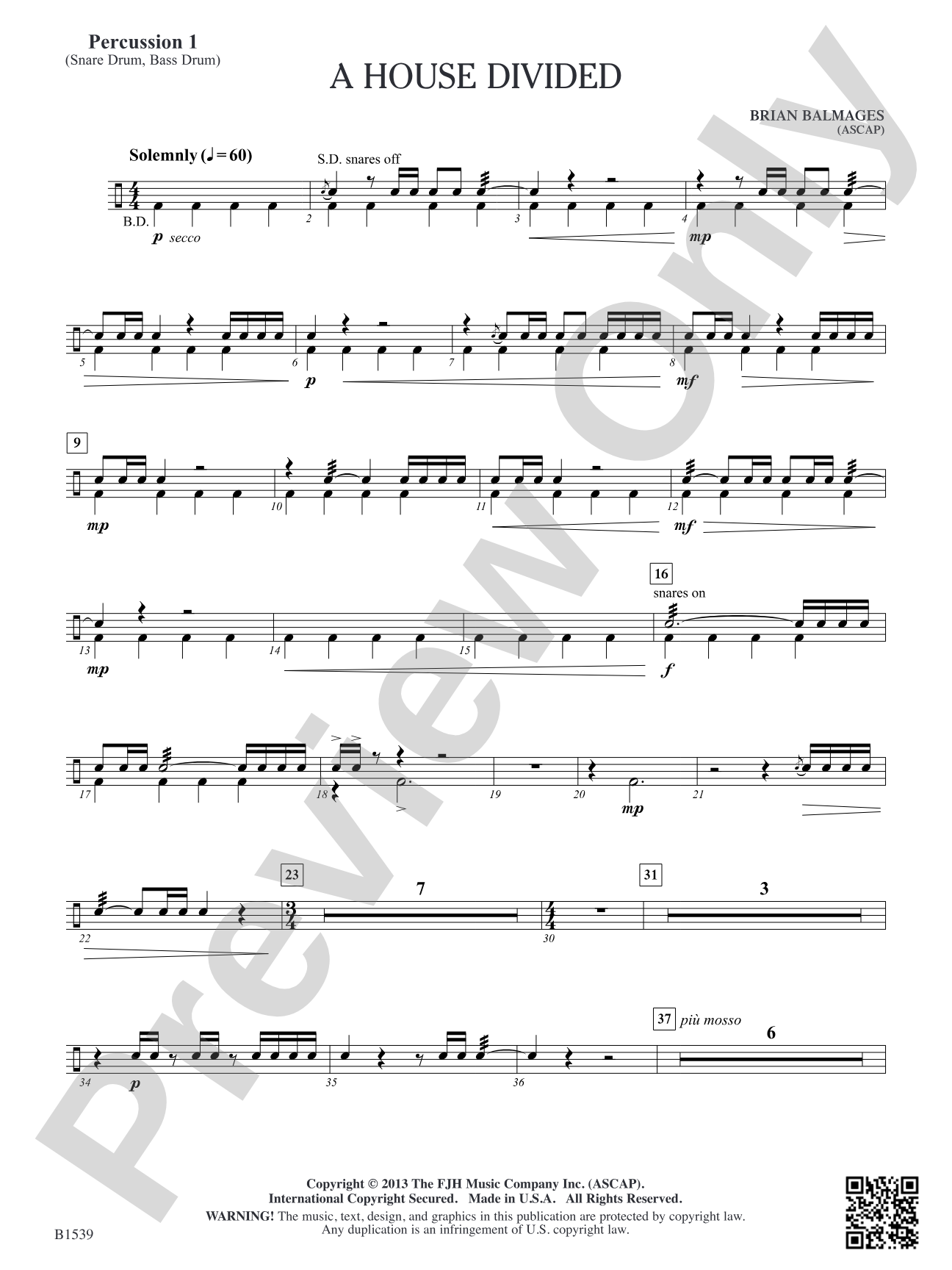 A House Divided: Percussion 1