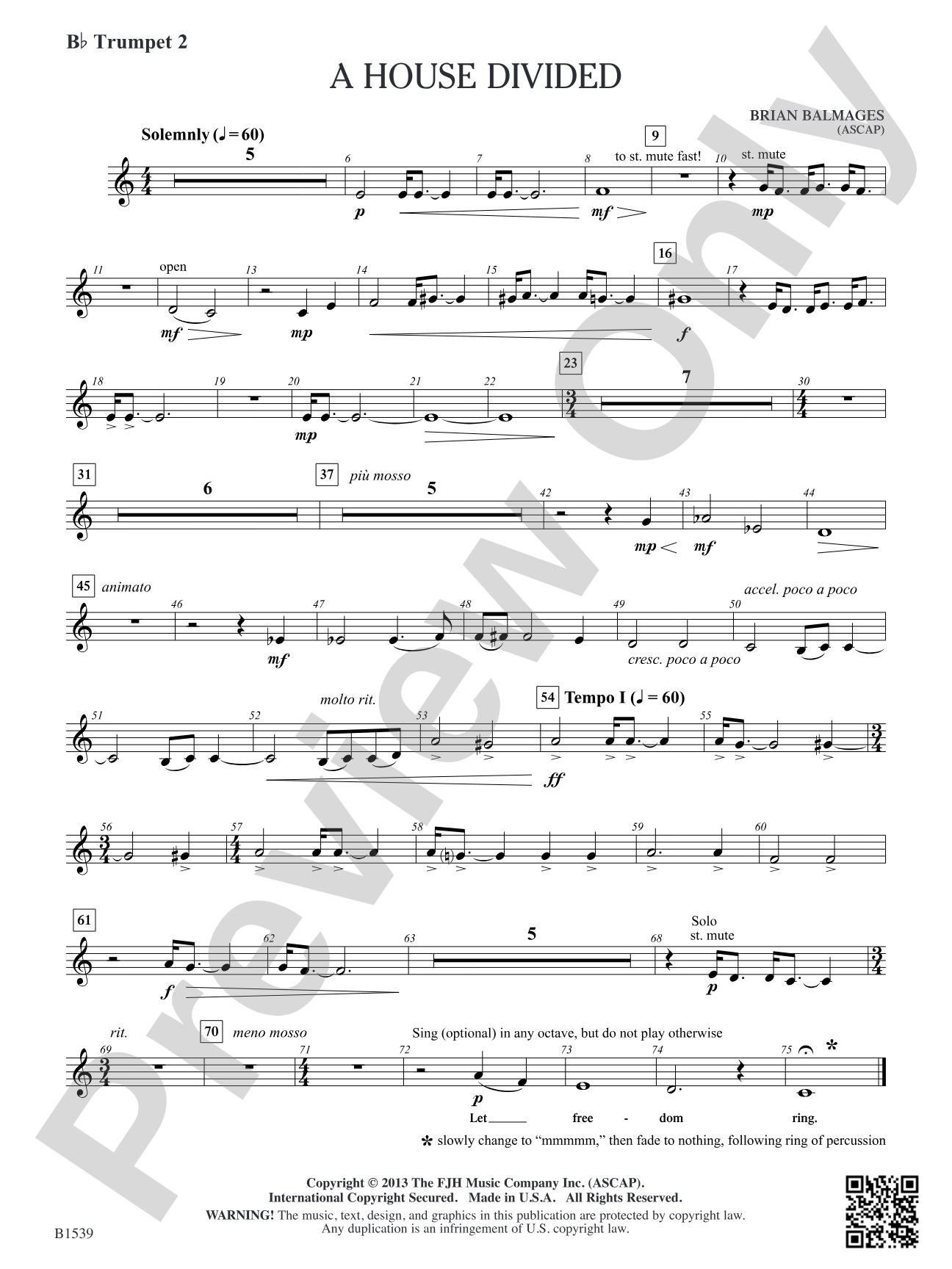 A House Divided: B-flat Trumpet 2