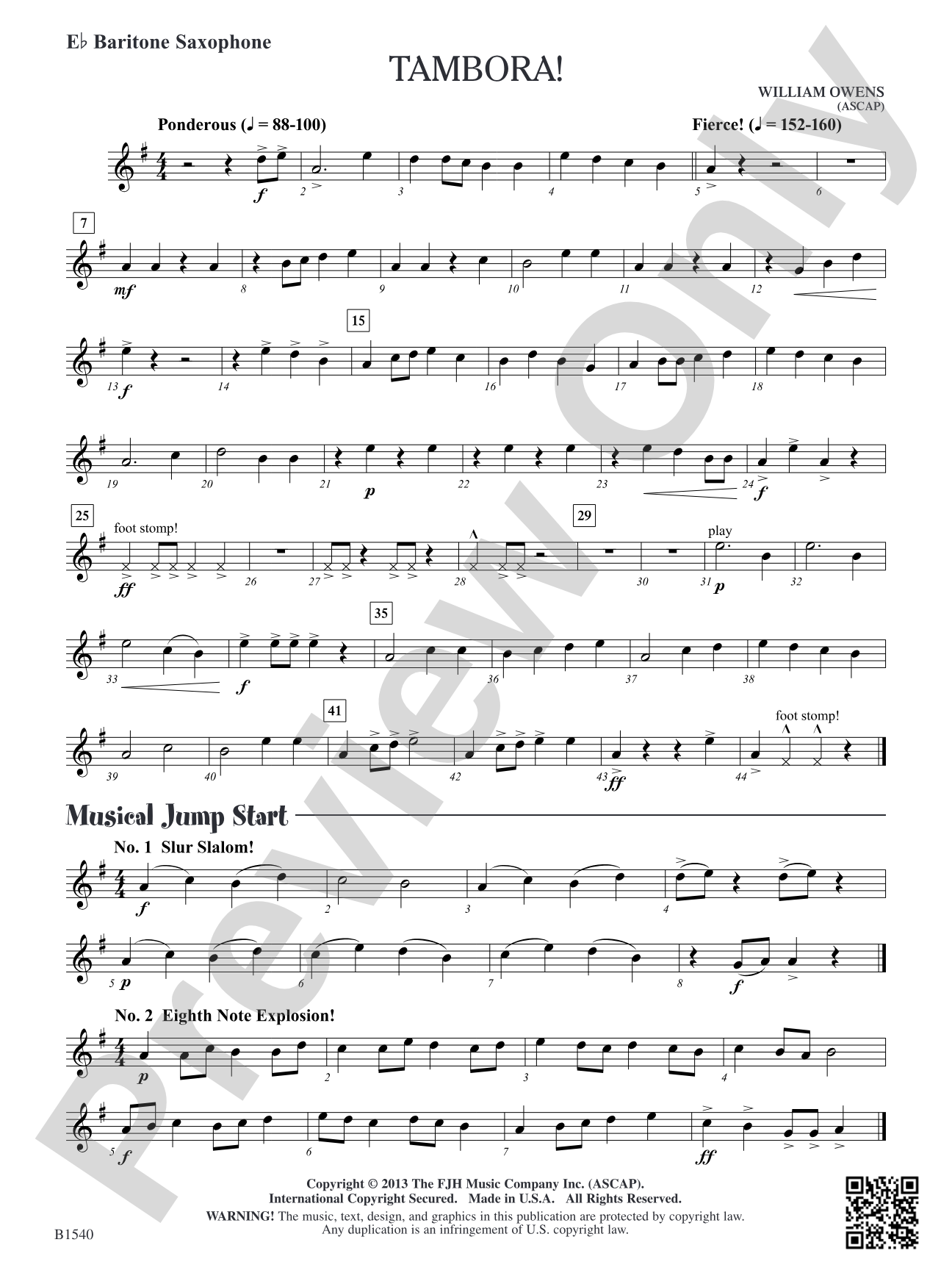 Tambora!: E-flat Baritone Saxophone