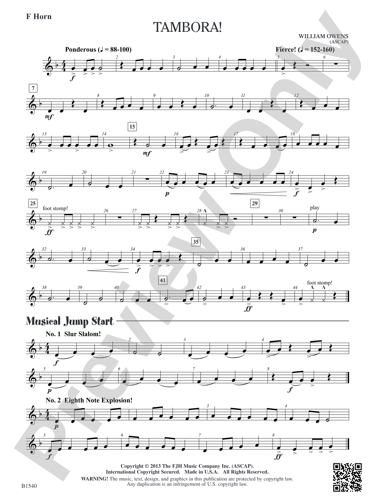 Tambora!: F Horn