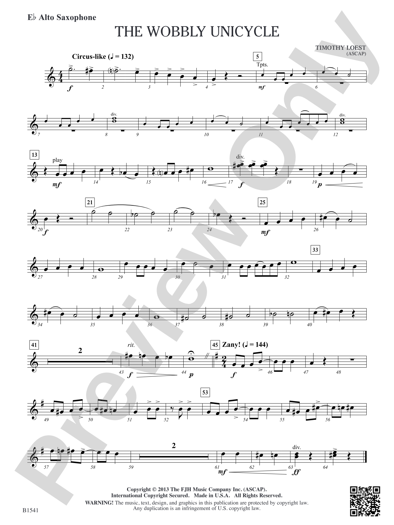 The Wobbly Unicycle: E-flat Alto Saxophone