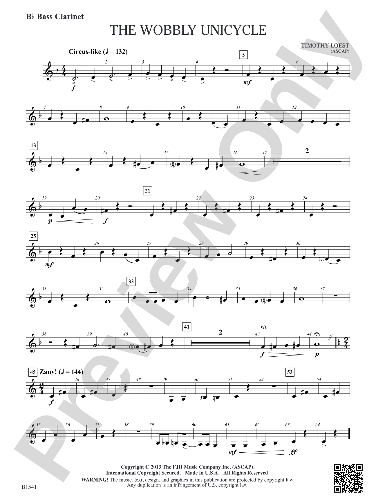 The Wobbly Unicycle: B-flat Bass Clarinet