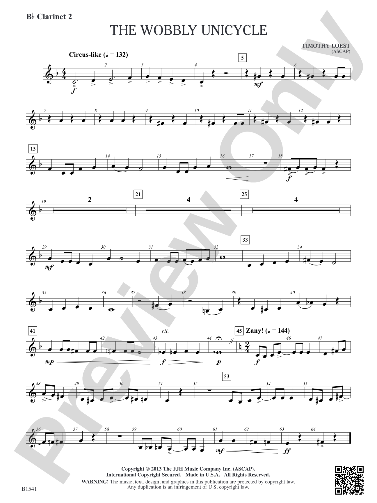 The Wobbly Unicycle: B-flat Clarinet 2