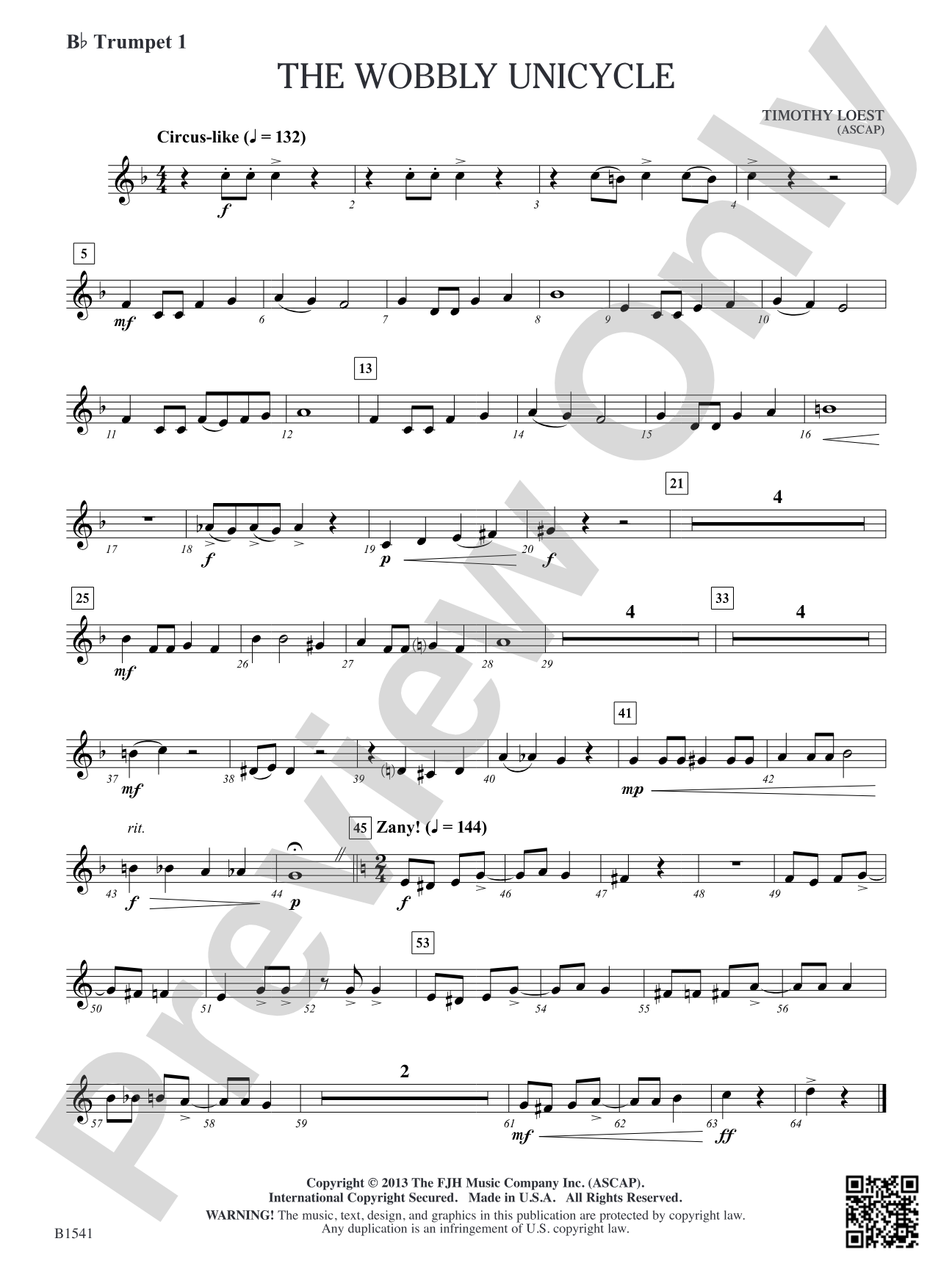 The Wobbly Unicycle: B-flat Trumpet 1