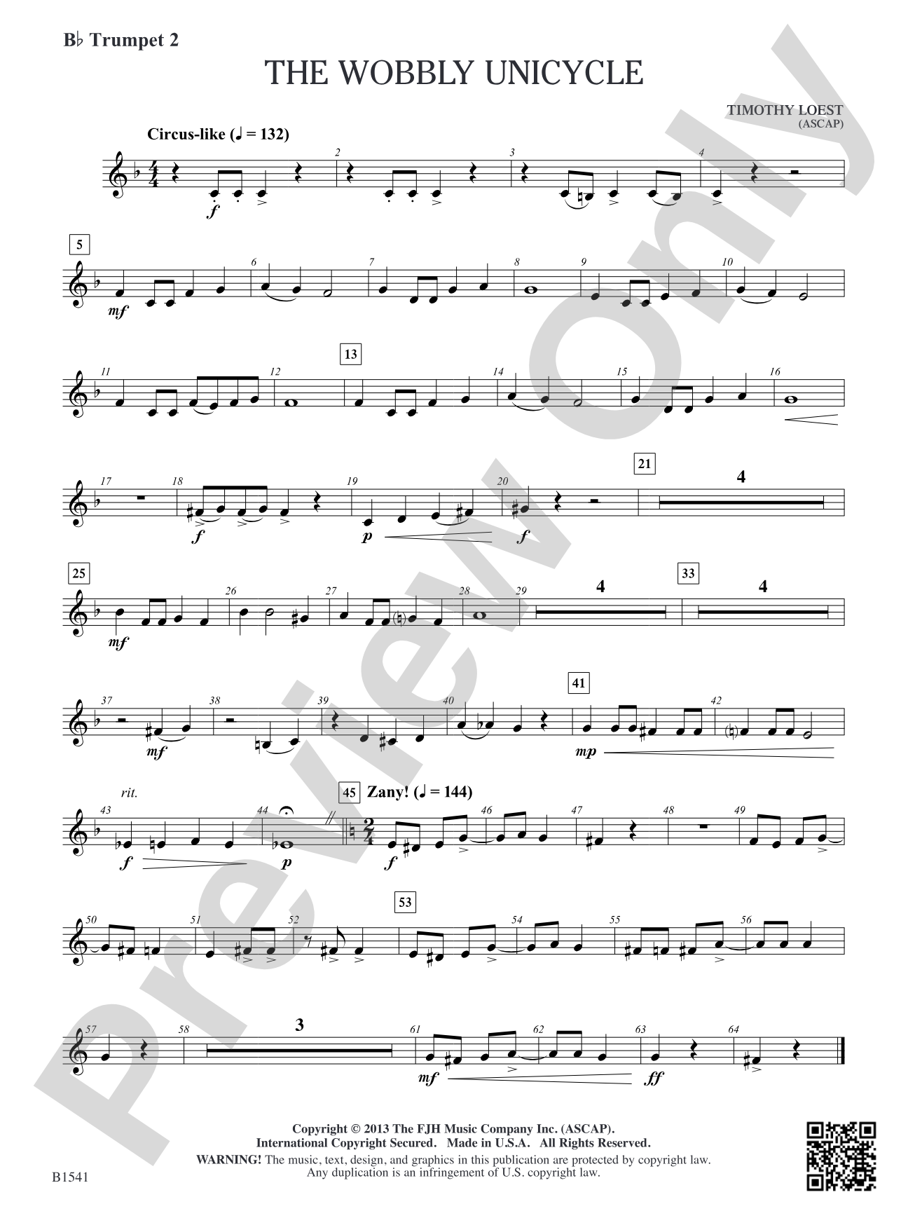 The Wobbly Unicycle: B-flat Trumpet 2