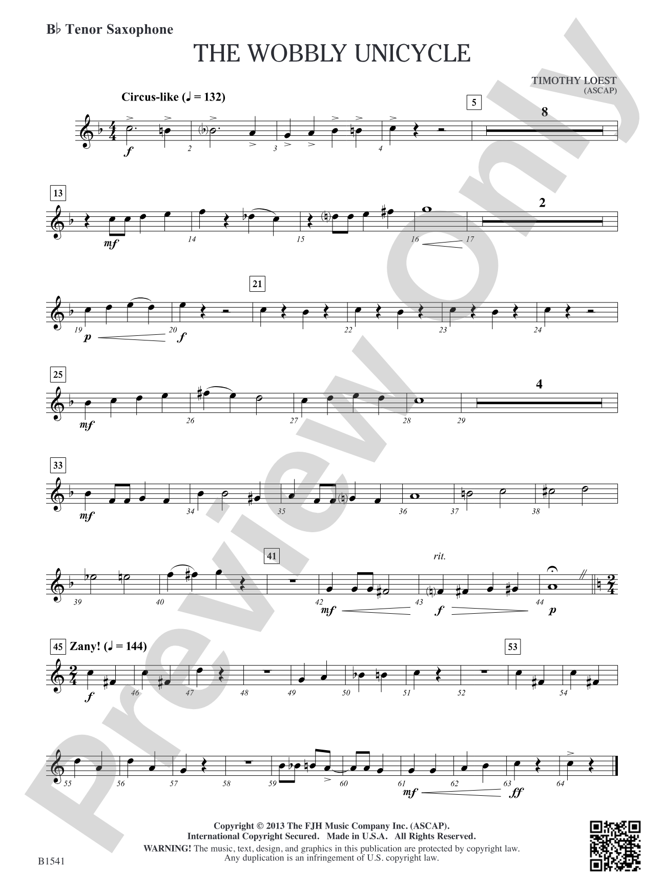 The Wobbly Unicycle: B-flat Tenor Saxophone