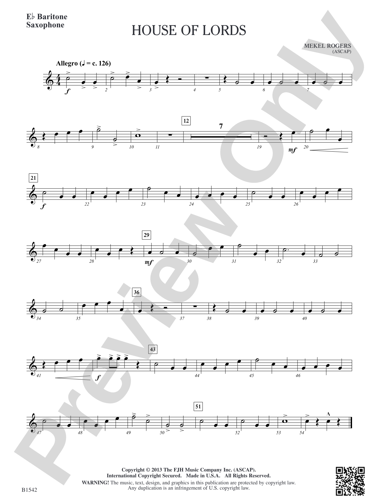 House of Lords: E-flat Baritone Saxophone