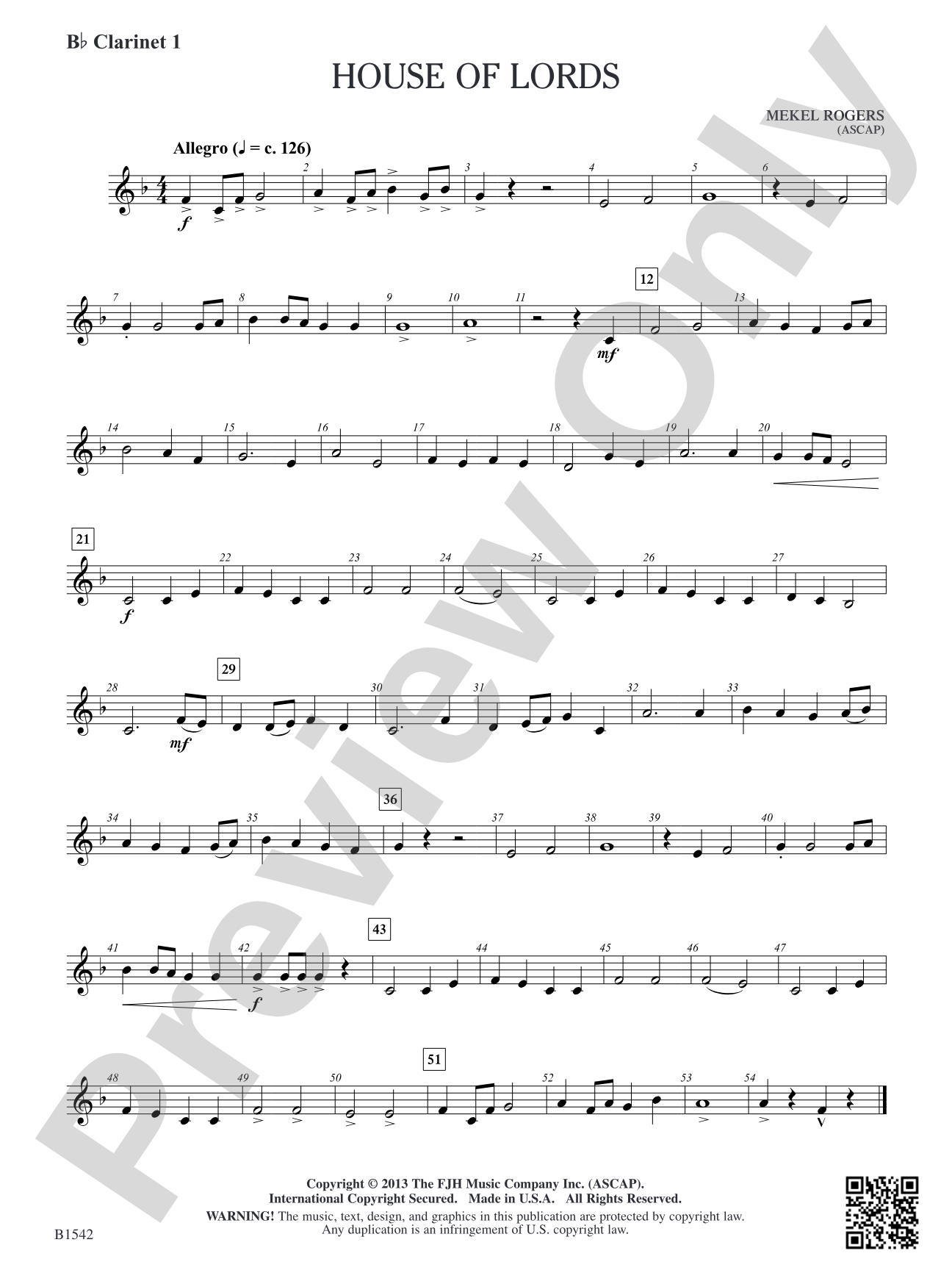 House of Lords: B-flat Clarinet 1