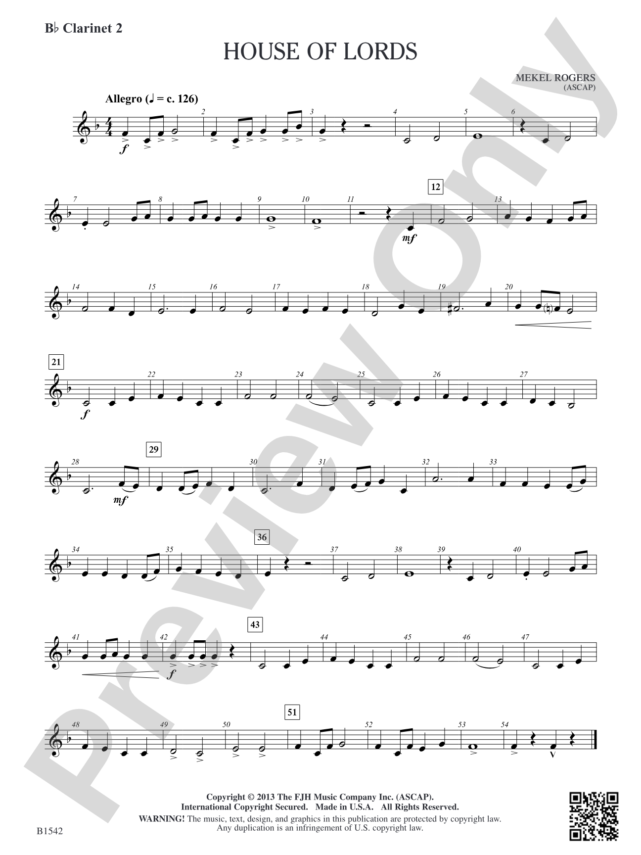 House of Lords: B-flat Clarinet 2