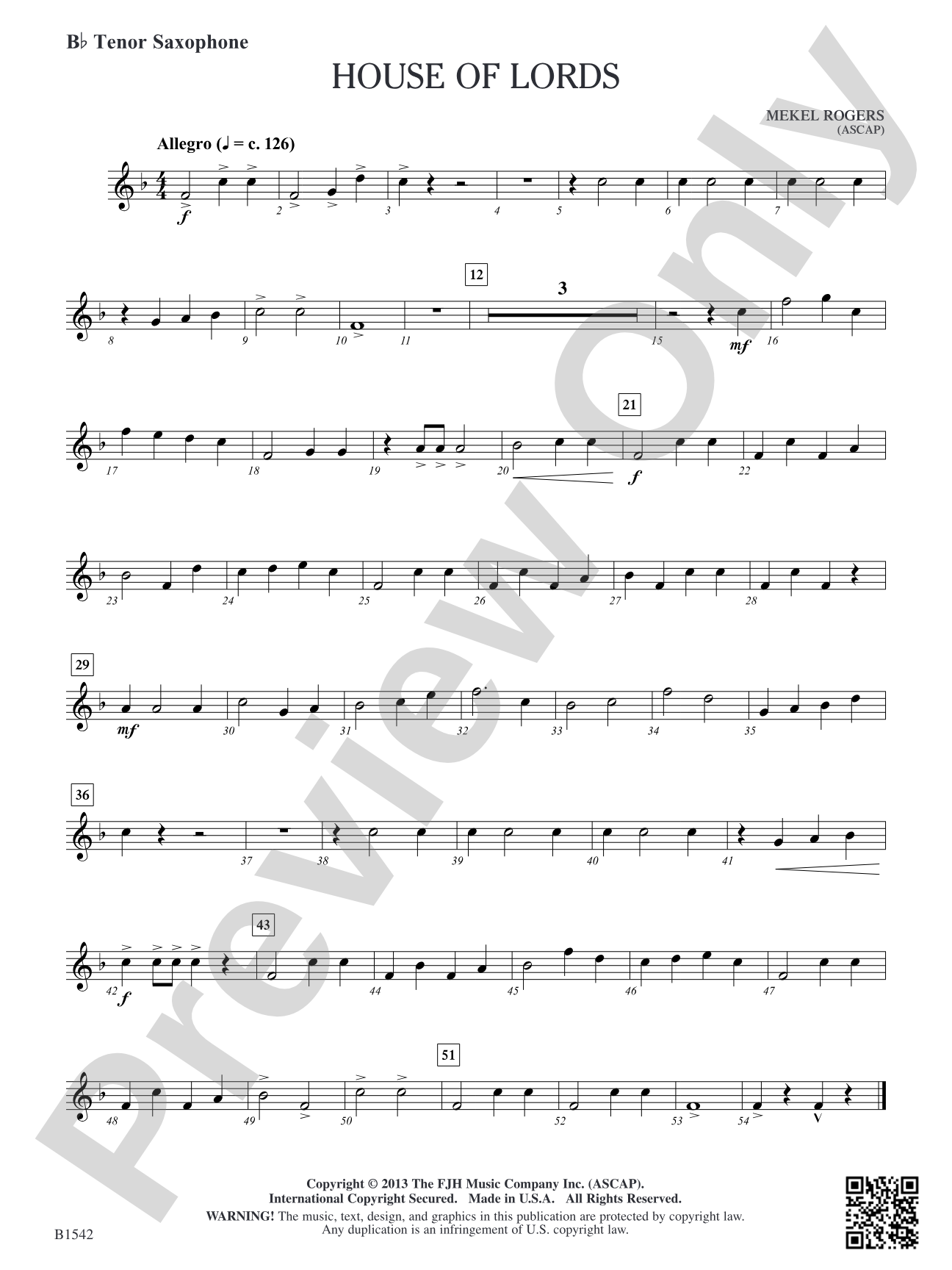 House of Lords: B-flat Tenor Saxophone