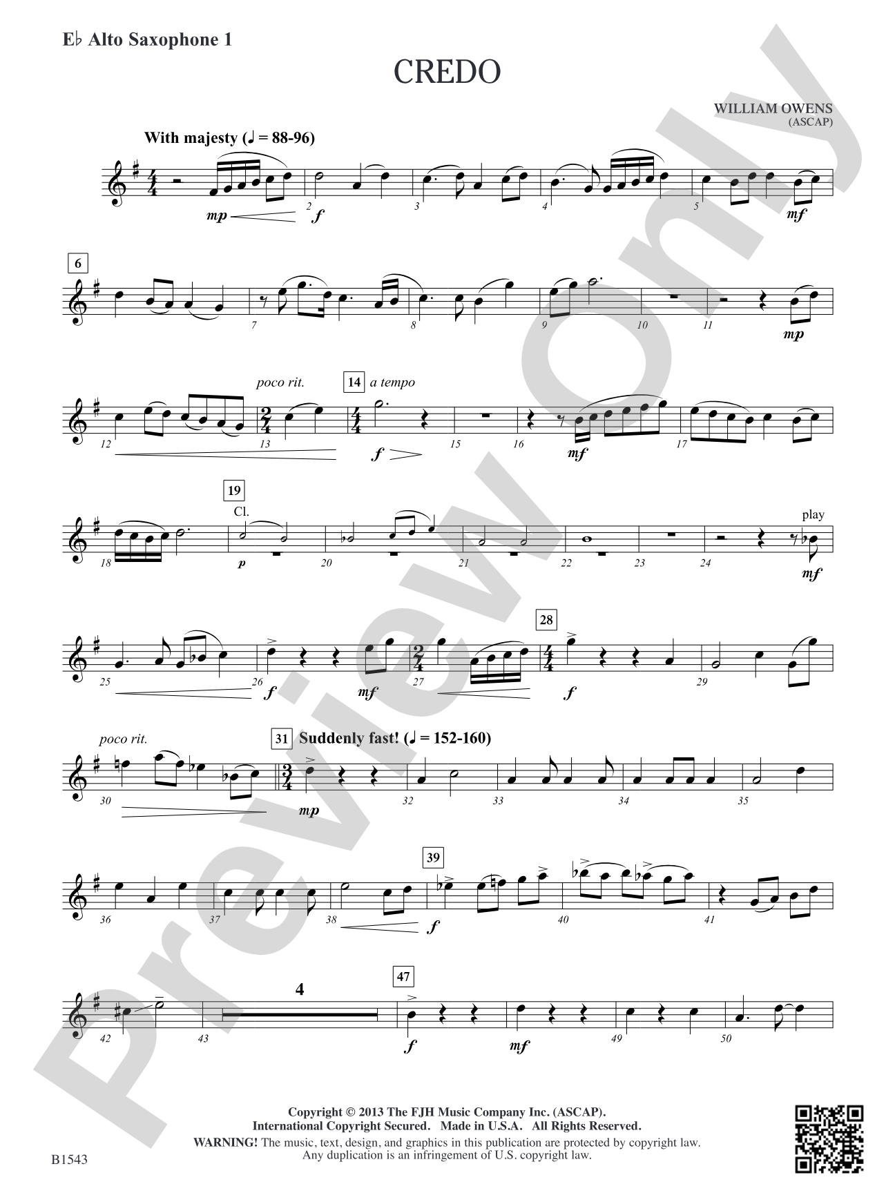 Credo: E-flat Alto Saxophone 1