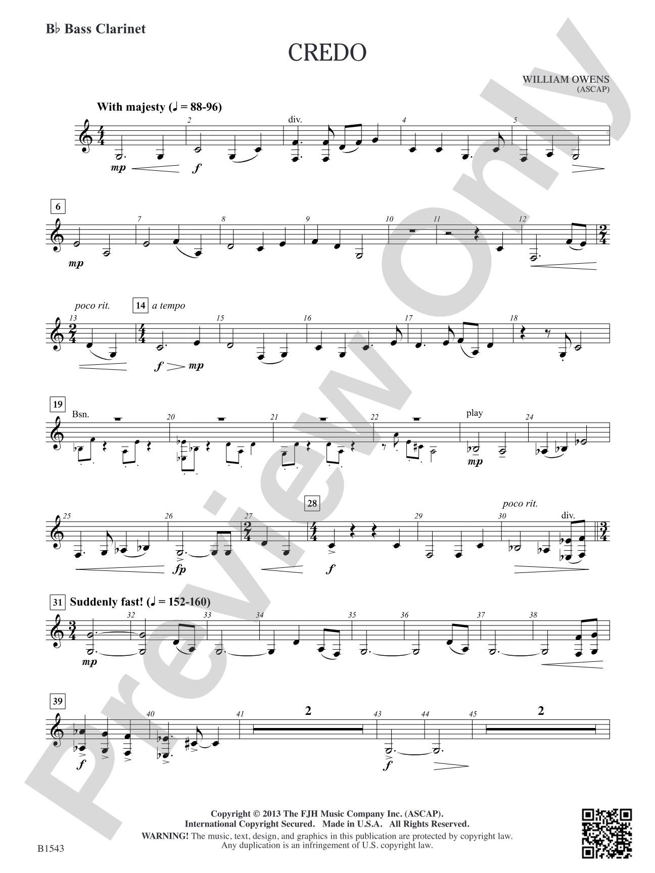 Credo: B-flat Bass Clarinet