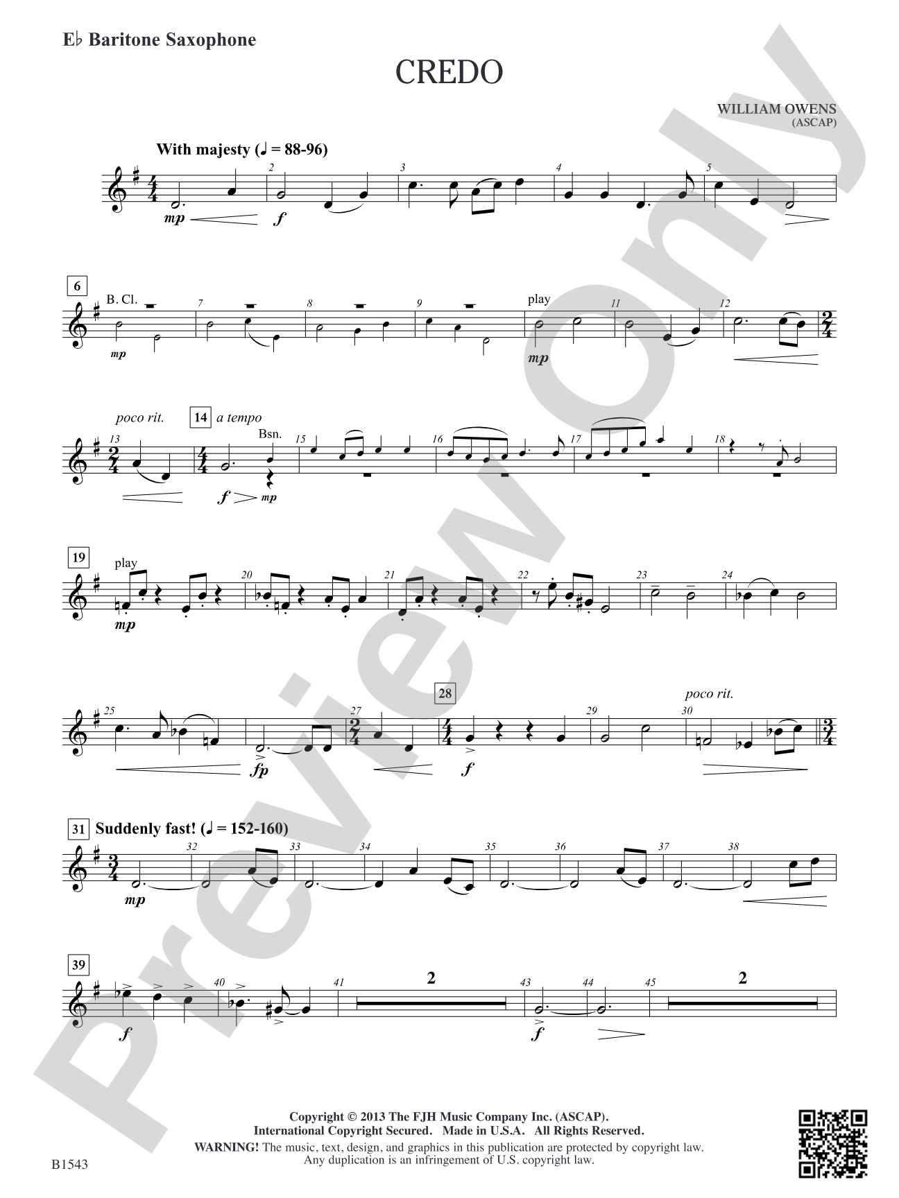 Credo: E-flat Baritone Saxophone