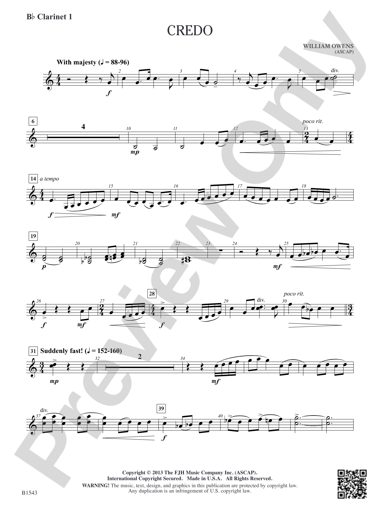 Credo: B-flat Clarinet 1