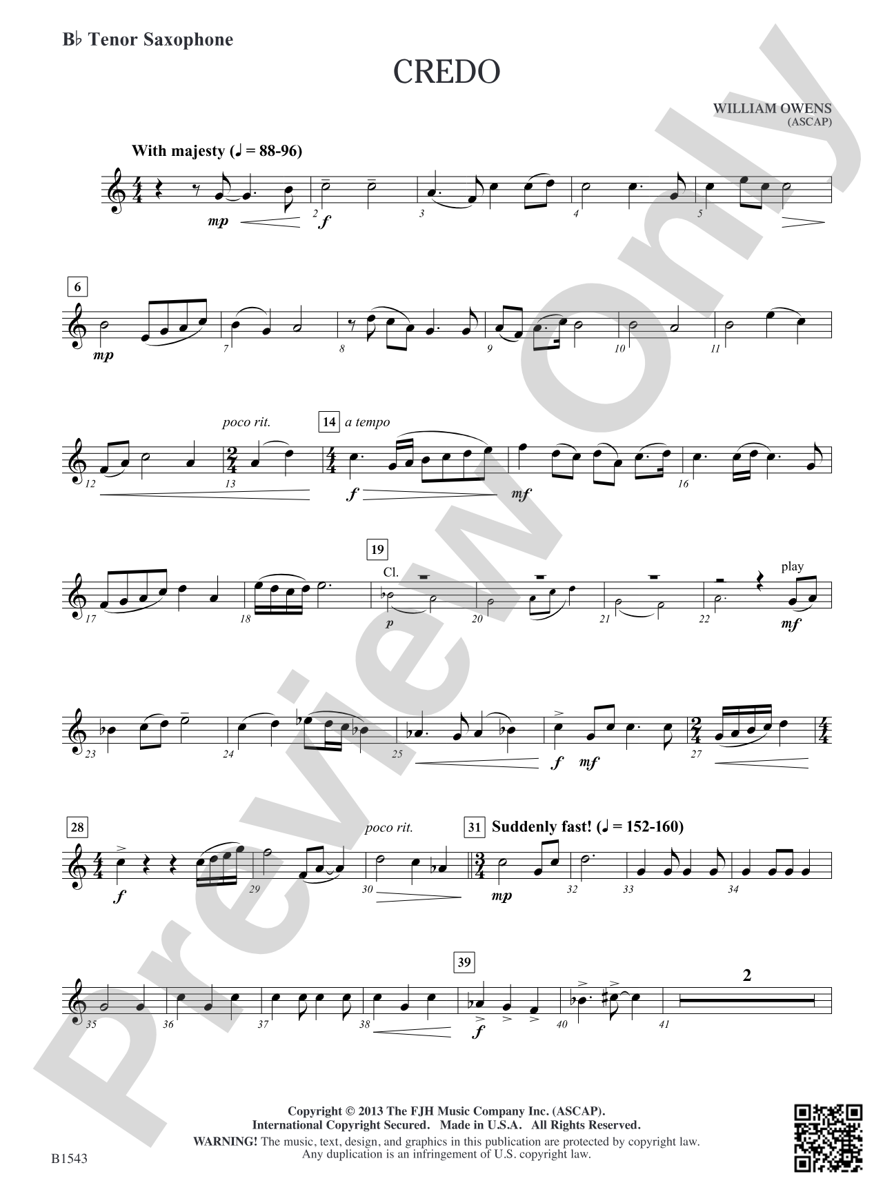 Credo: B-flat Tenor Saxophone