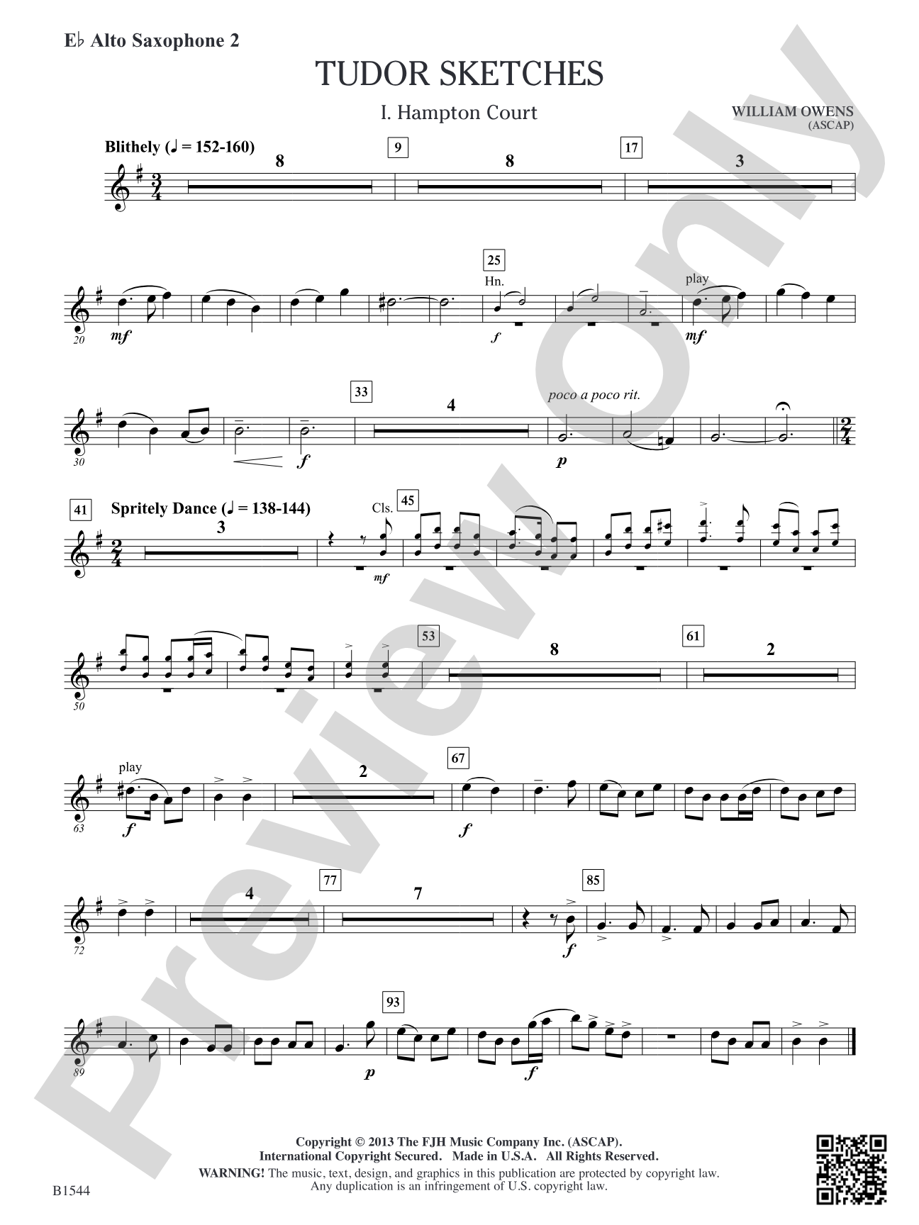 Tudor Sketches: E-flat Alto Saxophone 2