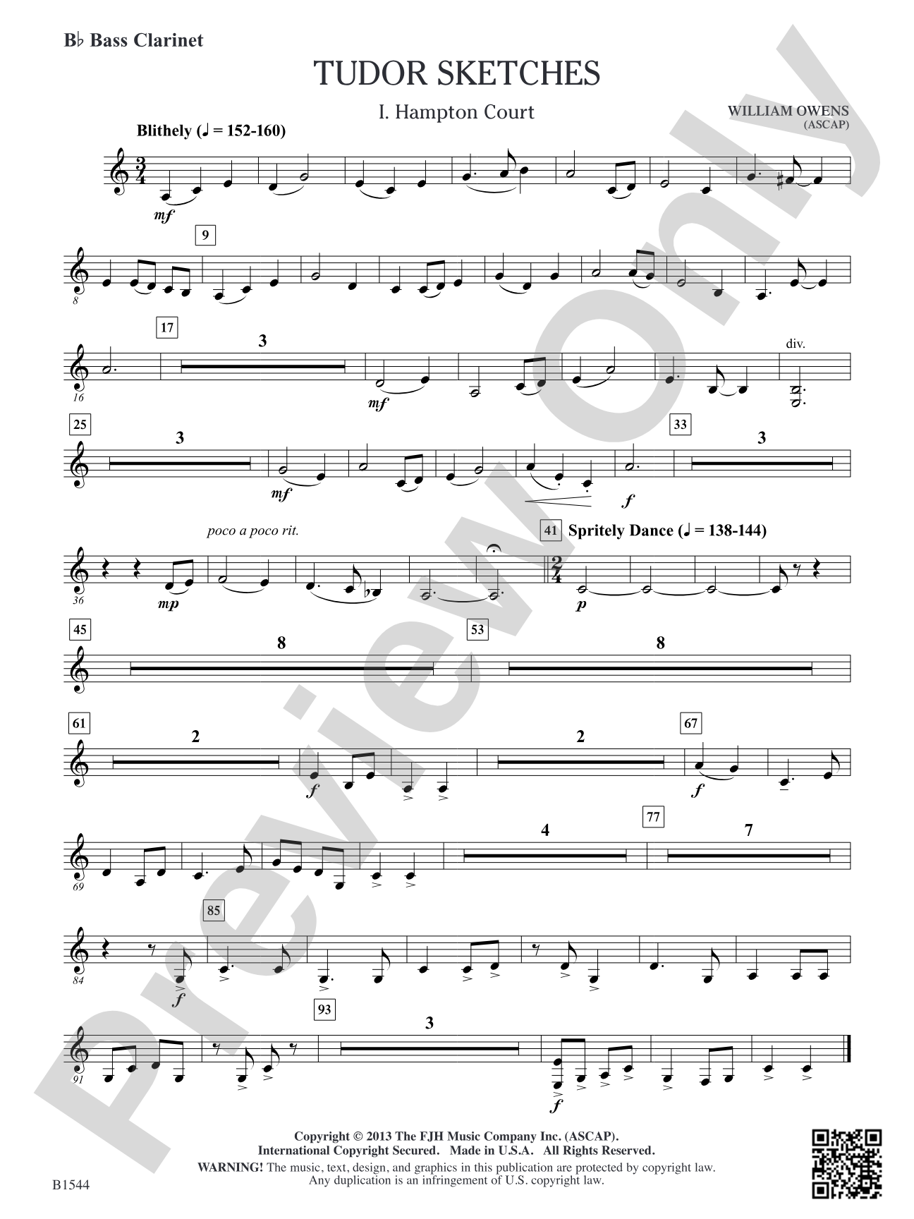 Tudor Sketches: B-flat Bass Clarinet