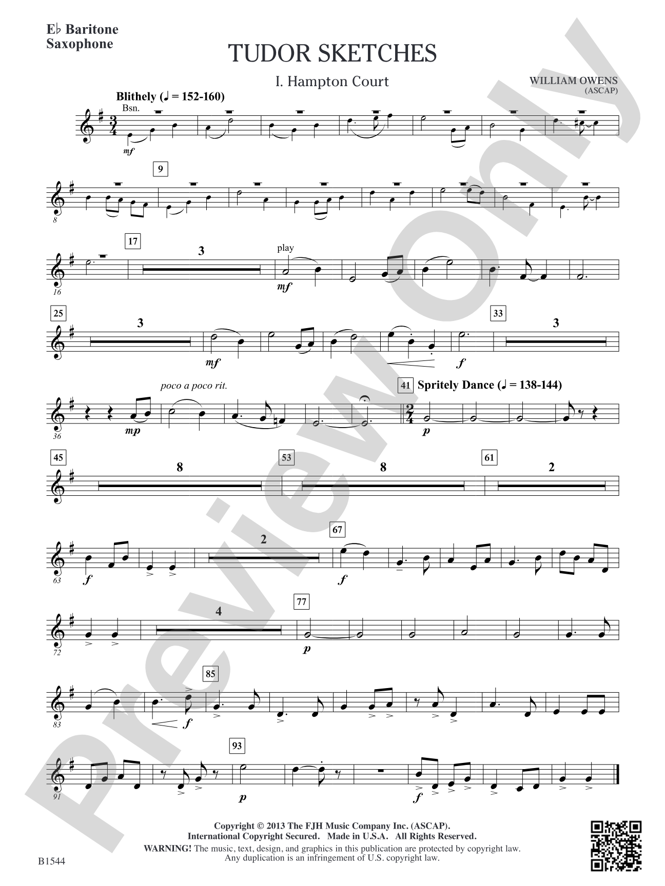 Tudor Sketches: E-flat Baritone Saxophone
