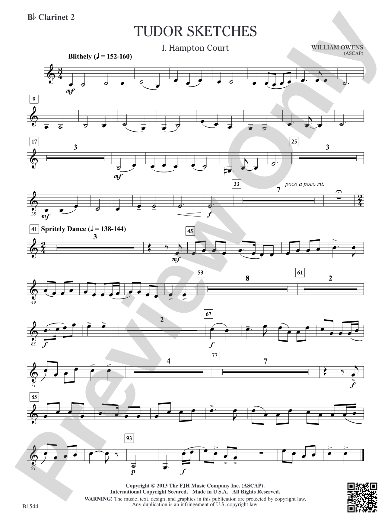 Tudor Sketches: B-flat Clarinet 2