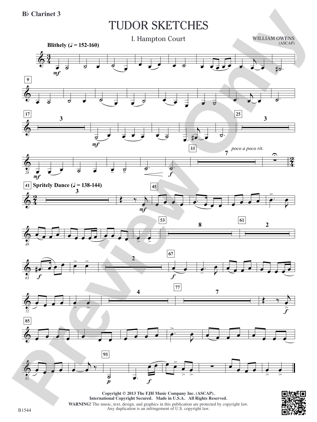 Tudor Sketches: B-flat Clarinet 3